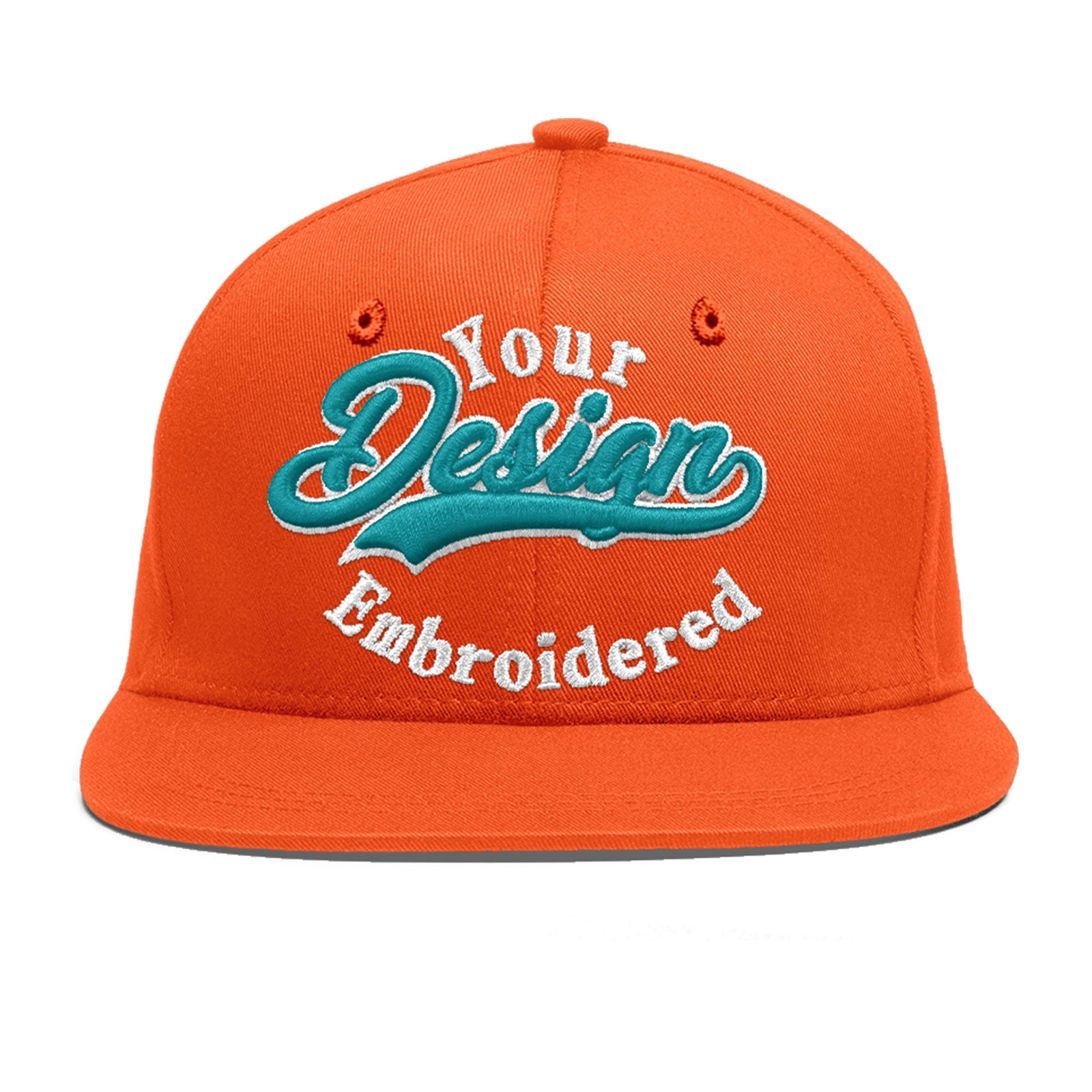 Custom Orange 3D Puff Embroidery Flat Embroidery Casual Sport Baseball Cap