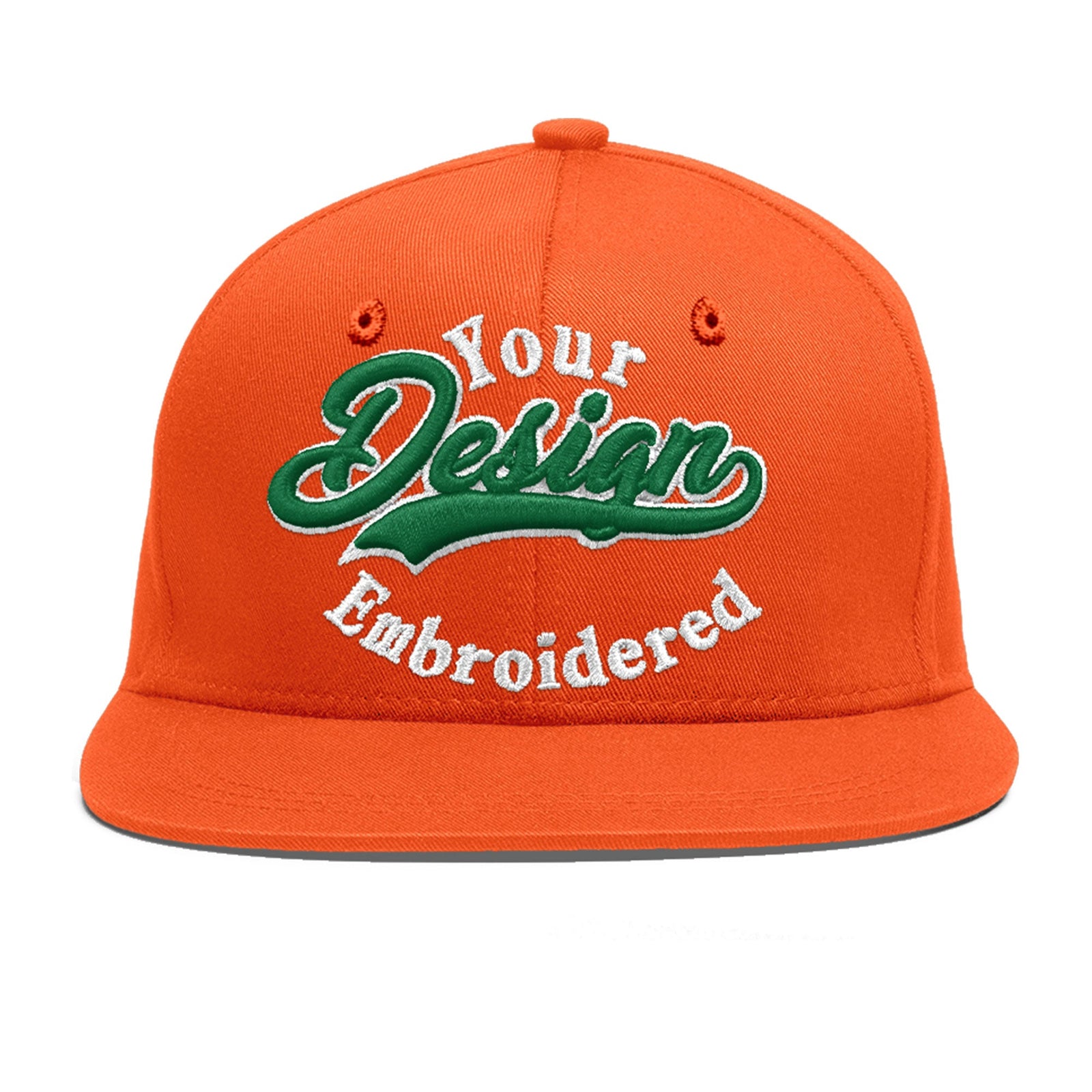 Custom Orange 3D Puff Embroidery Flat Embroidery Casual Sport Baseball Cap