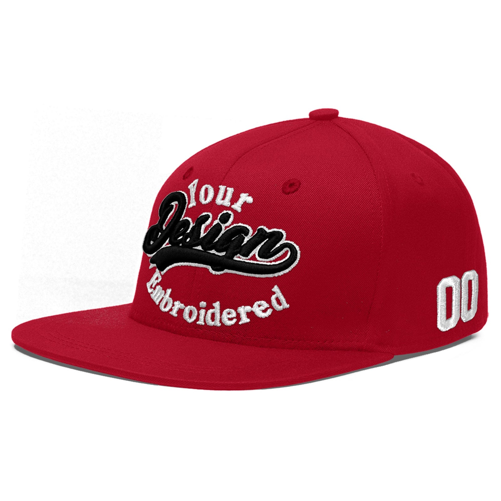 Custom Red 3D Puff Embroidery Flat Embroidery Casual Sport Baseball Cap