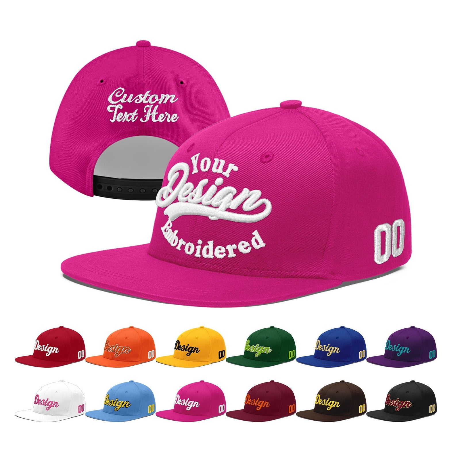 Custom Rose Red 3D Puff Embroidery Flat Embroidery Casual Sport Baseball Cap