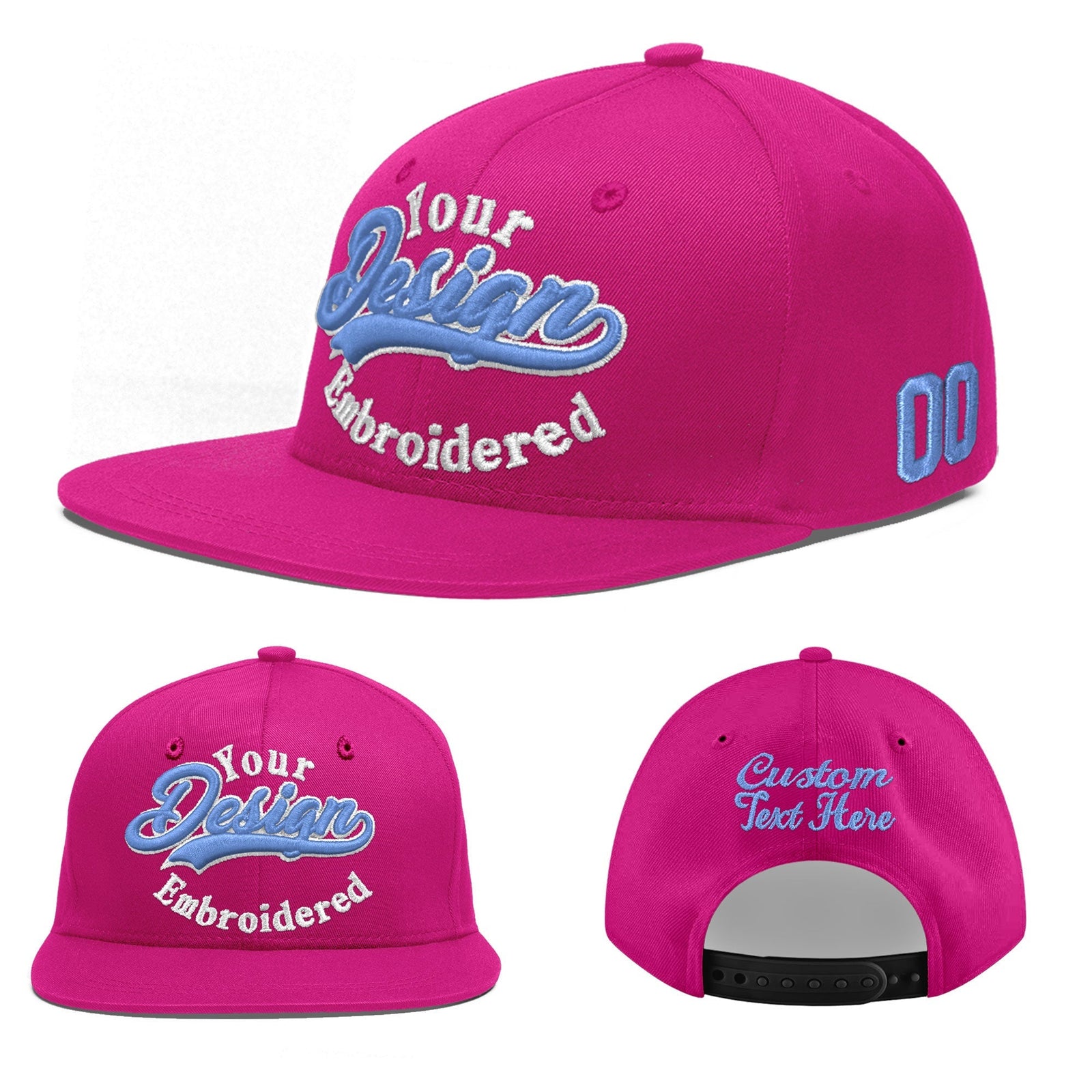 Custom Rose Red 3D Puff Embroidery Flat Embroidery Casual Sport Baseball Cap