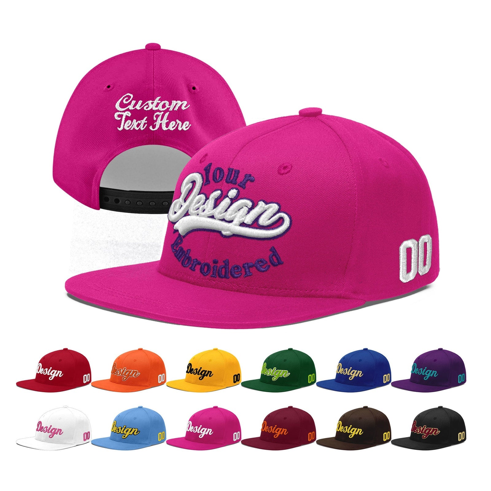 Custom Rose Red 3D Puff Embroidery Flat Embroidery Casual Sport Baseball Cap