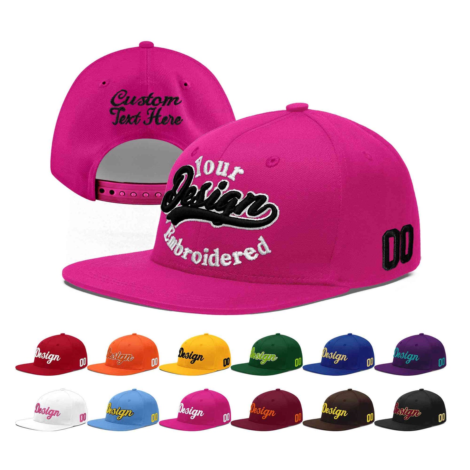 Custom Rose Red 3D Puff Embroidery Flat Embroidery Casual Sport Baseball Cap
