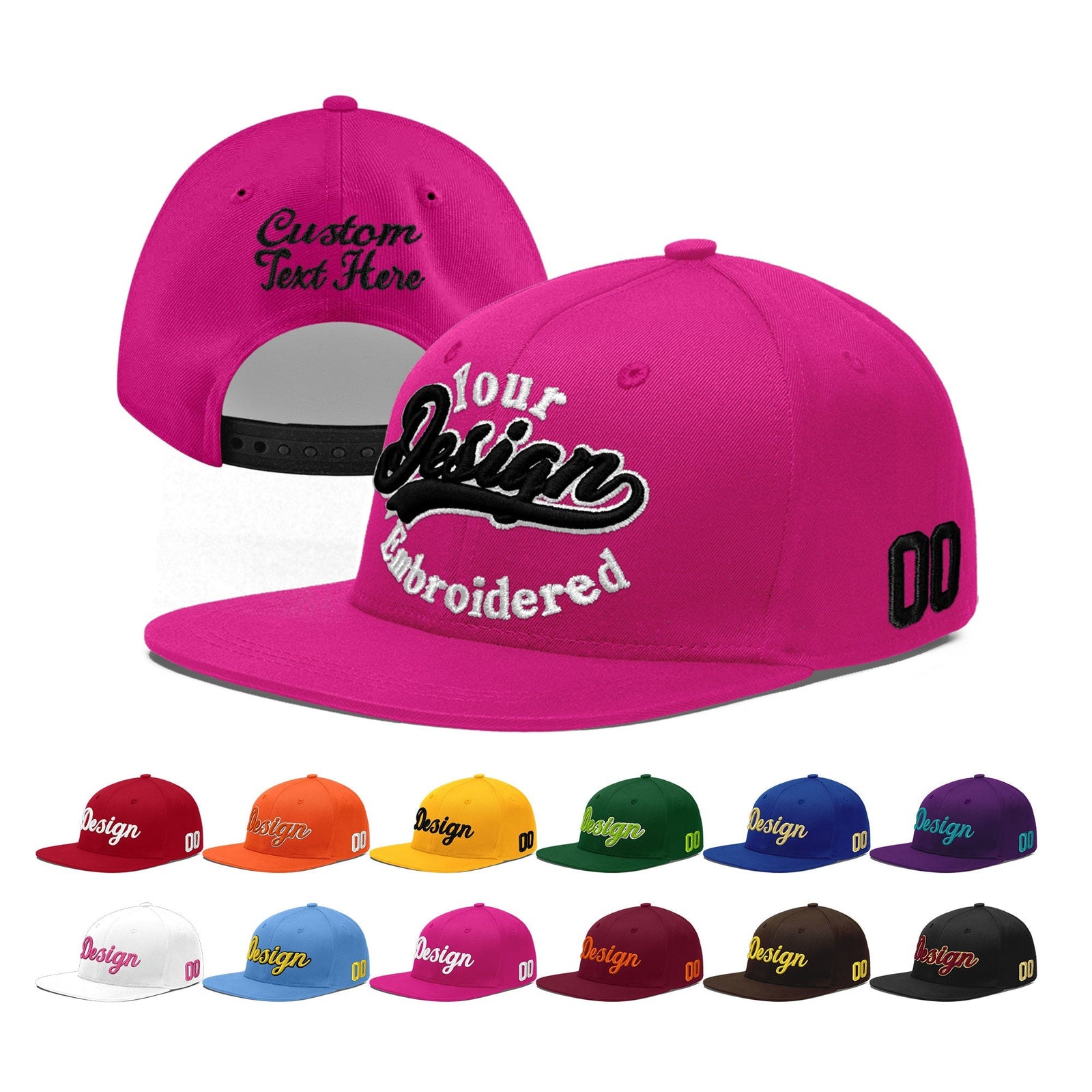 Custom Rose Red 3D Puff Embroidery Flat Embroidery Casual Sport Baseball Cap