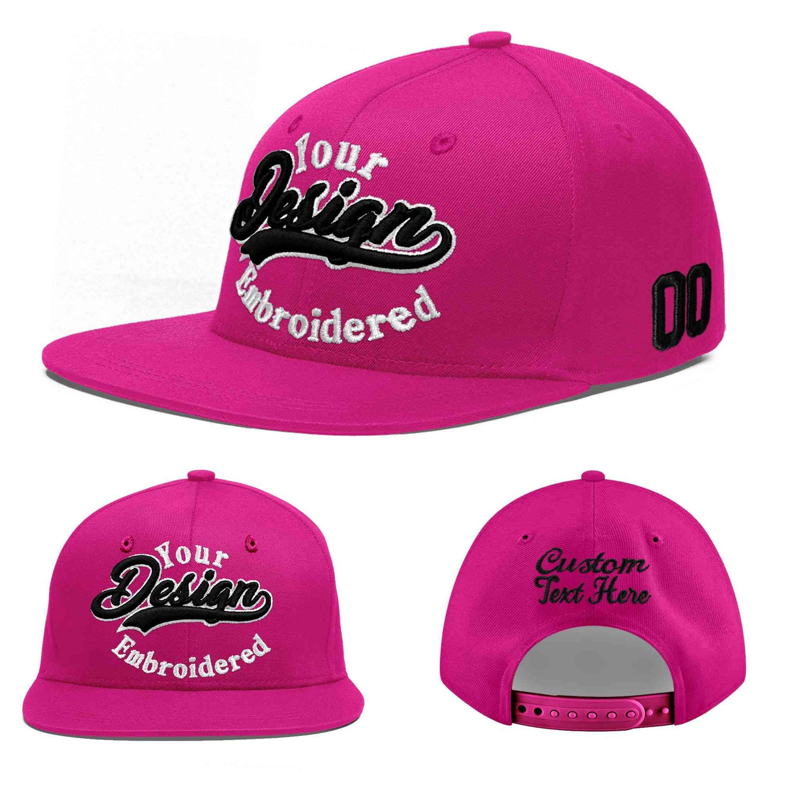 Custom Rose Red 3D Puff Embroidery Flat Embroidery Casual Sport Baseball Cap