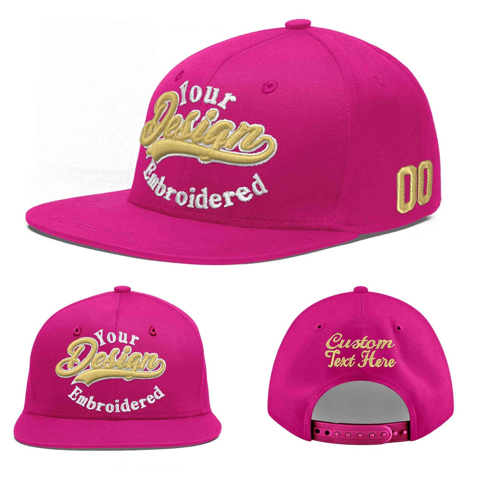 Custom Rose Red 3D Puff Embroidery Flat Embroidery Casual Sport Baseball Cap
