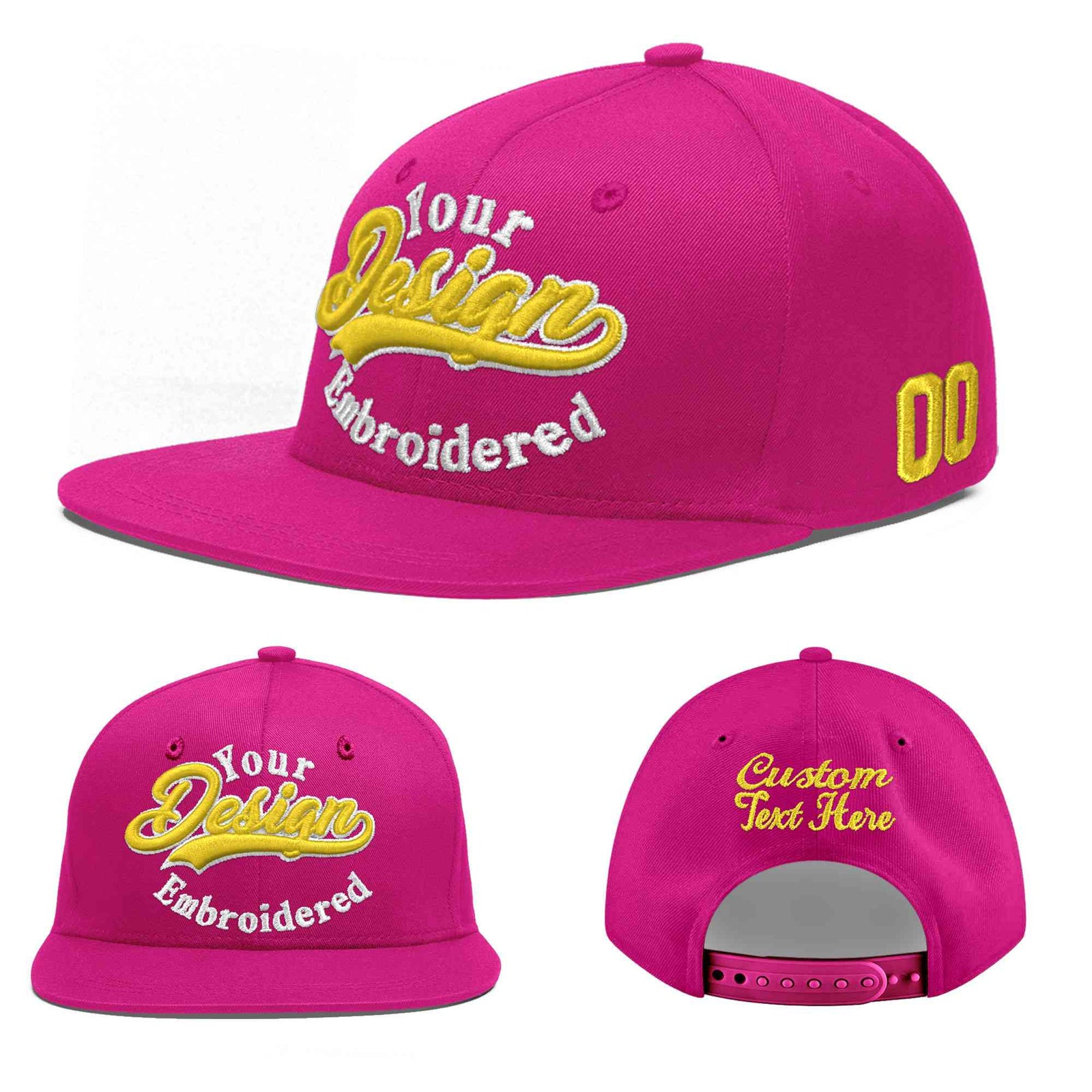 Custom Rose Red 3D Puff Embroidery Flat Embroidery Casual Sport Baseball Cap