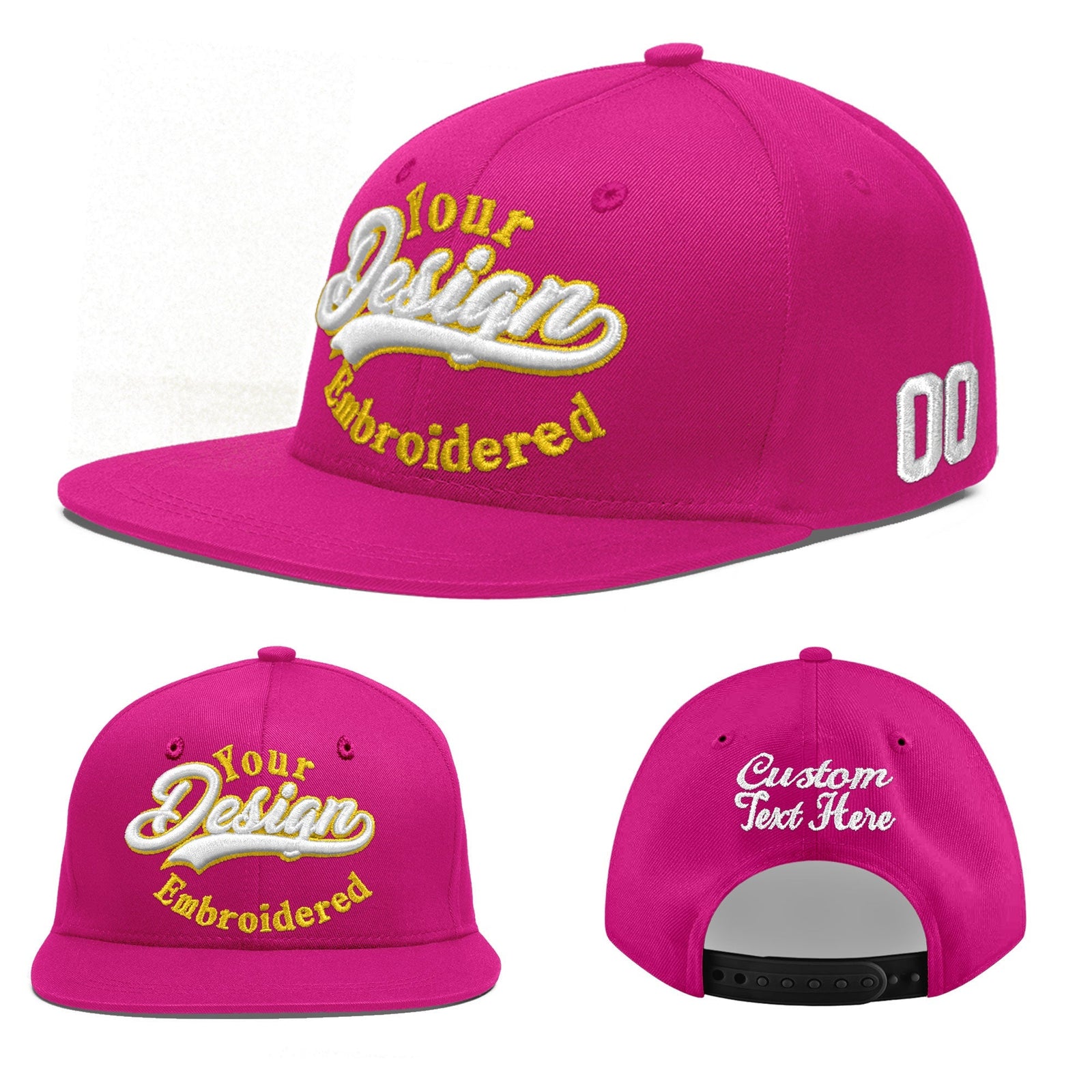Custom Rose Red 3D Puff Embroidery Flat Embroidery Casual Sport Baseball Cap