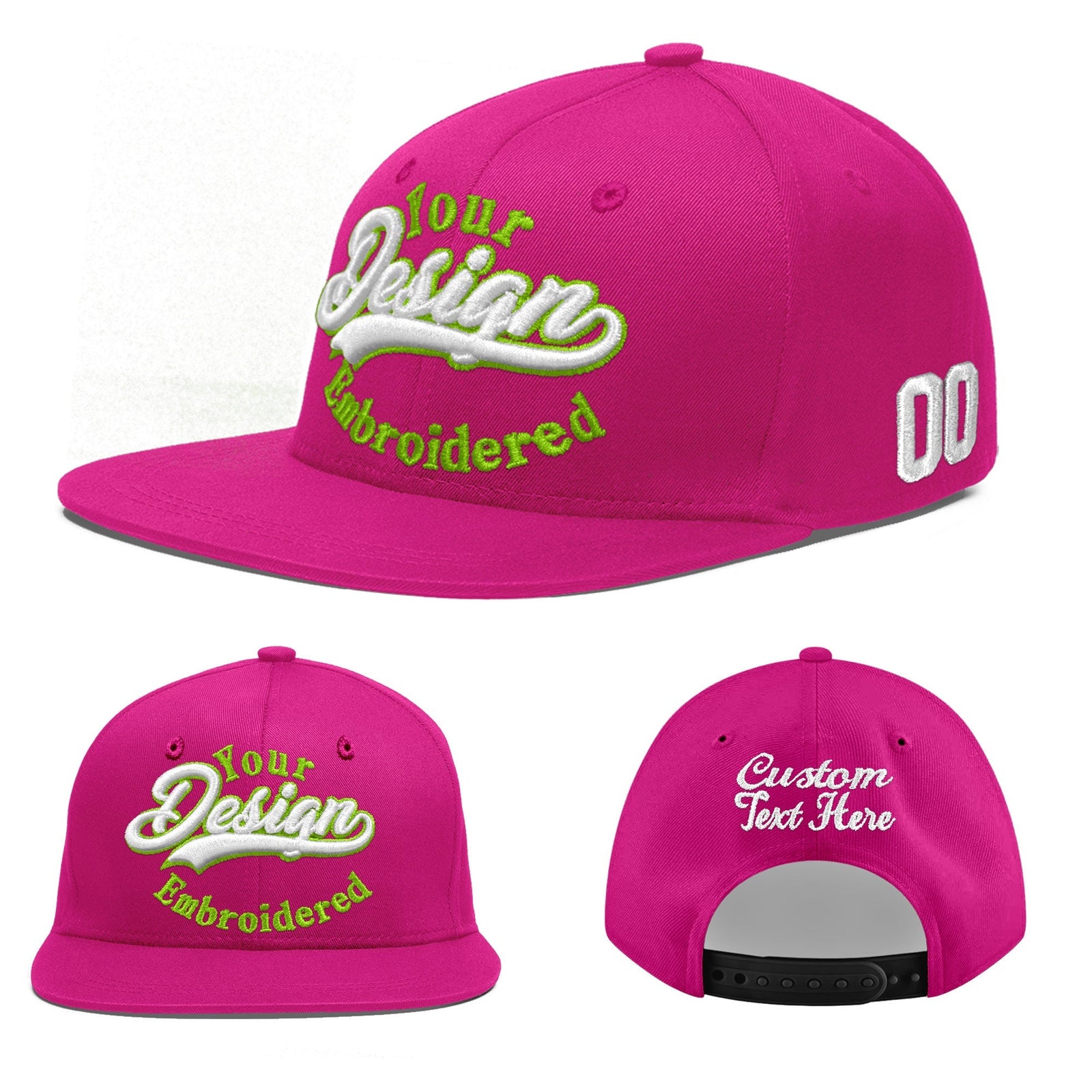 Custom Rose Red 3D Puff Embroidery Flat Embroidery Casual Sport Baseball Cap