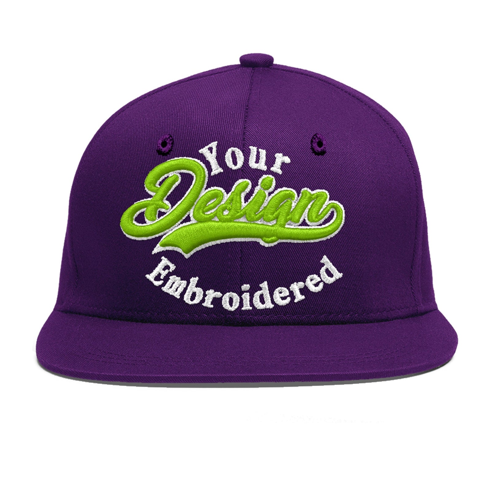 Custom Purple 3D Puff Embroidery Flat Embroidery Casual Sport Baseball Cap