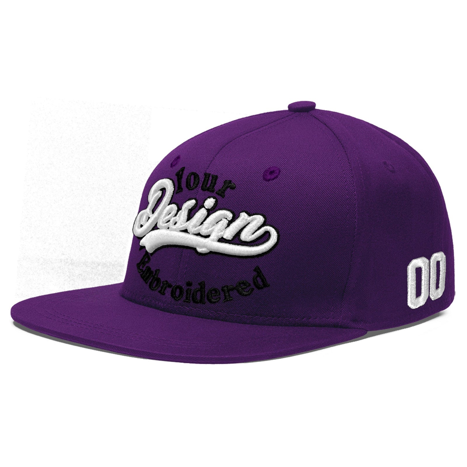 Custom Purple 3D Puff Embroidery Flat Embroidery Casual Sport Baseball Cap