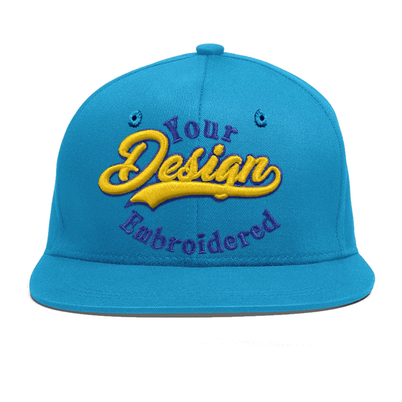 Custom Light Blue 3D Puff Embroidery Flat Embroidery Casual Sport Baseball Cap