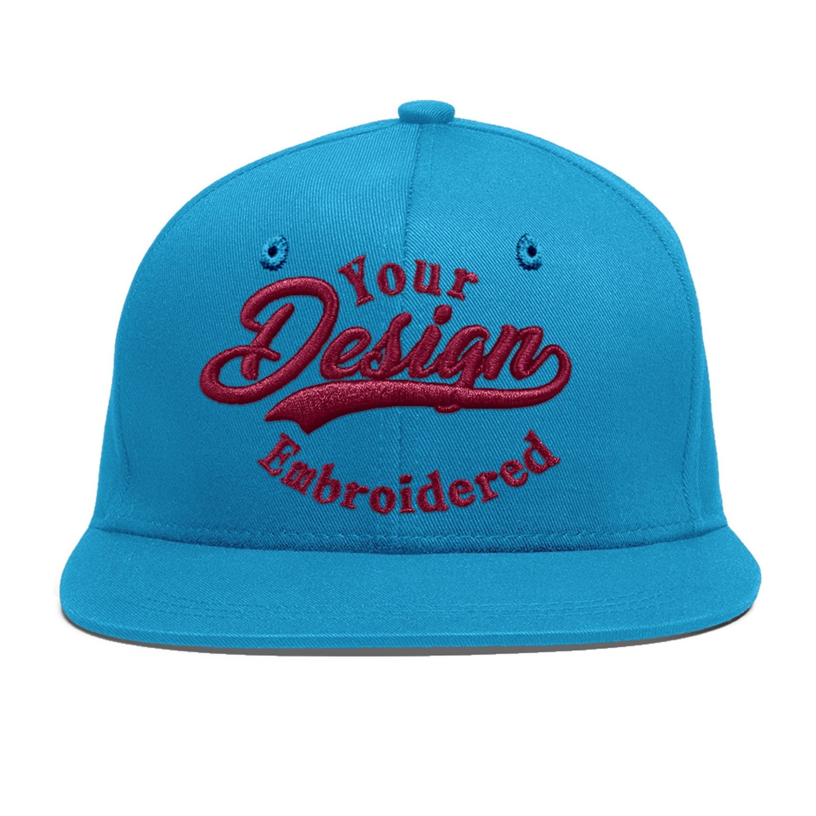 Custom Light Blue 3D Puff Embroidery Flat Embroidery Casual Sport Baseball Cap