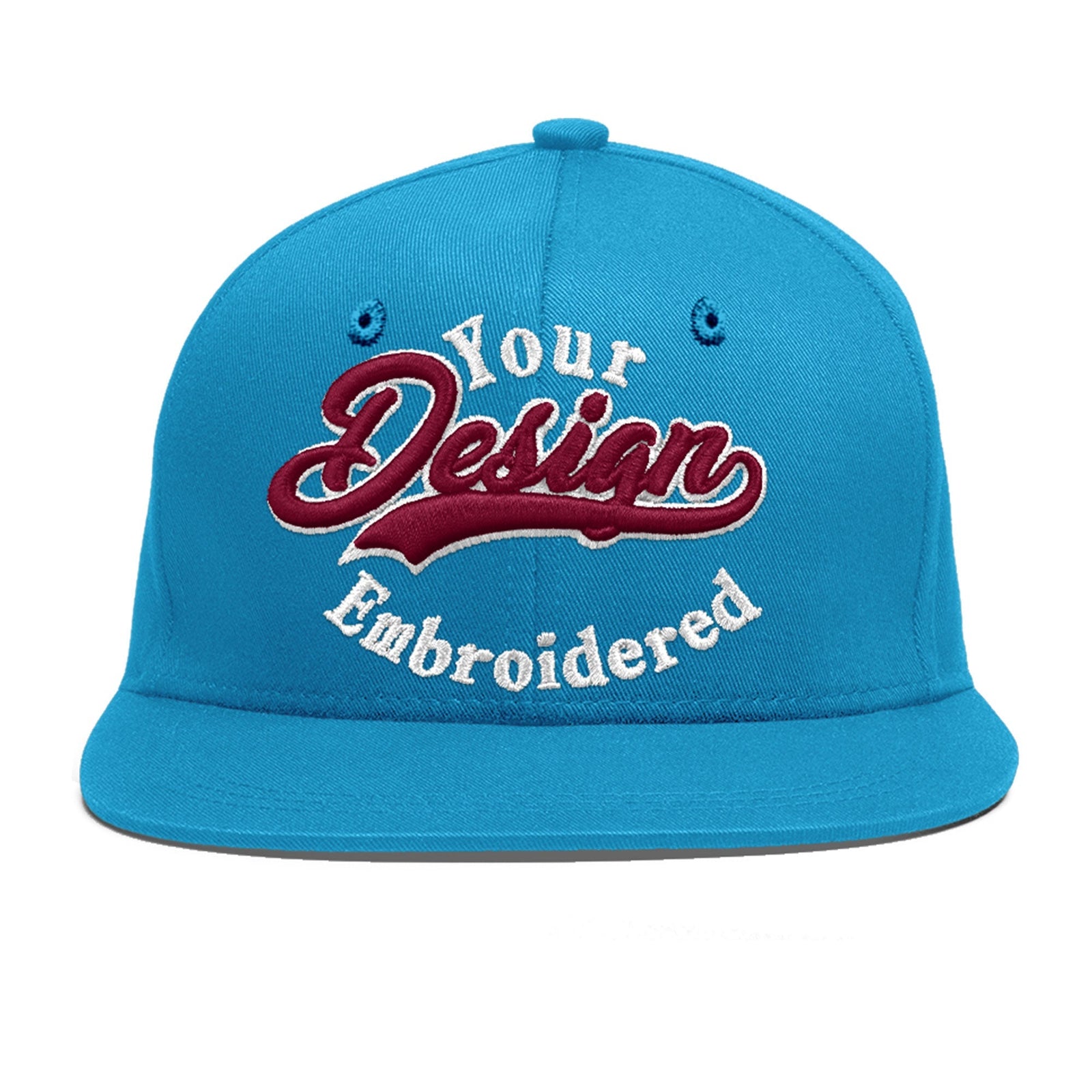 Custom Light Blue 3D Puff Embroidery Flat Embroidery Casual Sport Baseball Cap