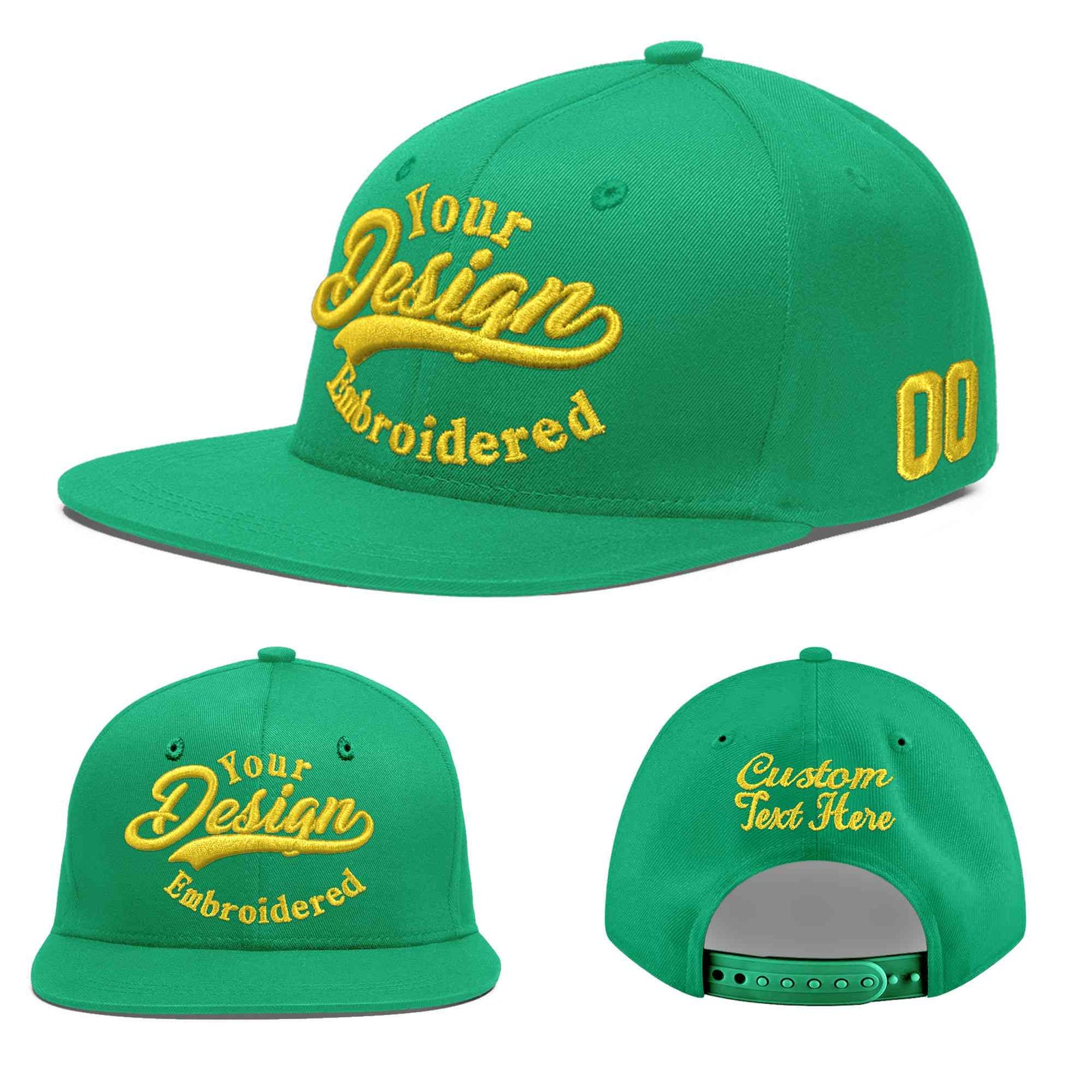 Custom Aqua 3D Puff Embroidery Flat Embroidery Casual Sport Baseball Cap