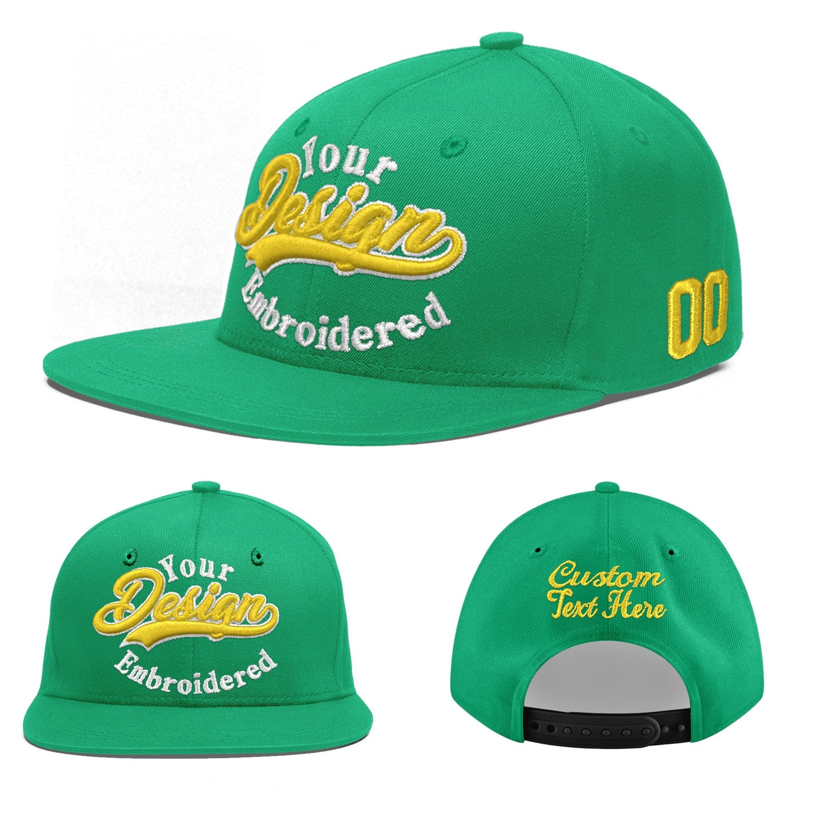 Custom Aqua 3D Puff Embroidery Flat Embroidery Casual Sport Baseball Cap