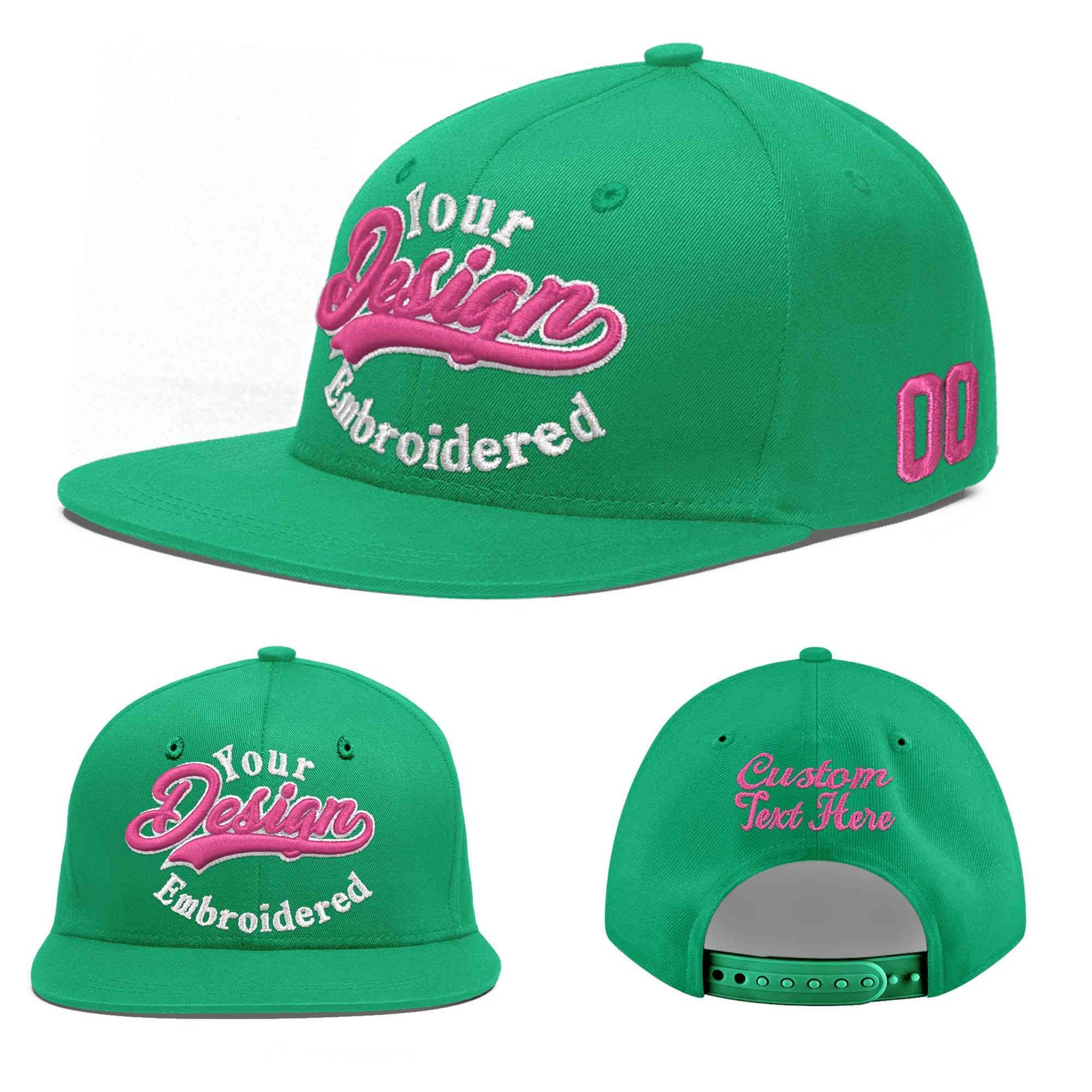 Custom Aqua 3D Puff Embroidery Flat Embroidery Casual Sport Baseball Cap