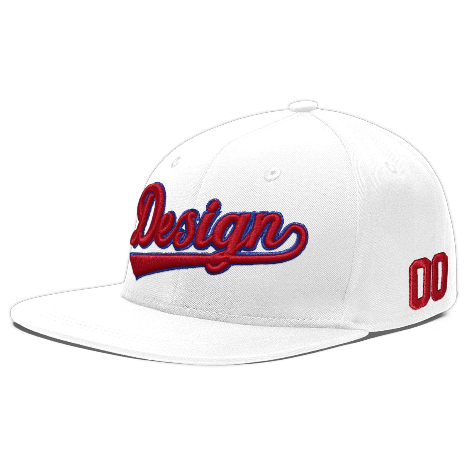 Custom White 3D Puff Embroidery Flat Embroidery Casual Sport Baseball Cap