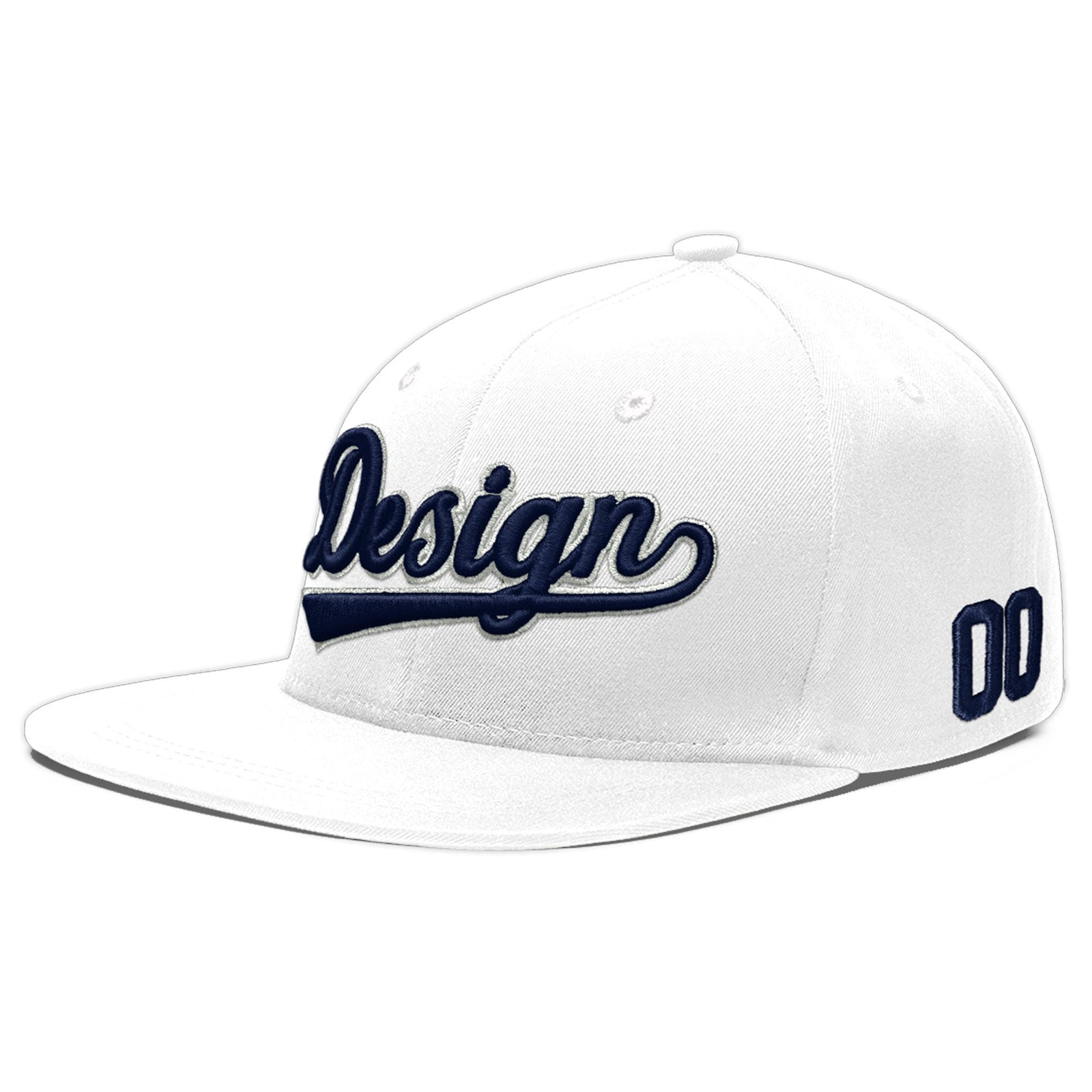 Custom White 3D Puff Embroidery Flat Embroidery Casual Sport Baseball Cap