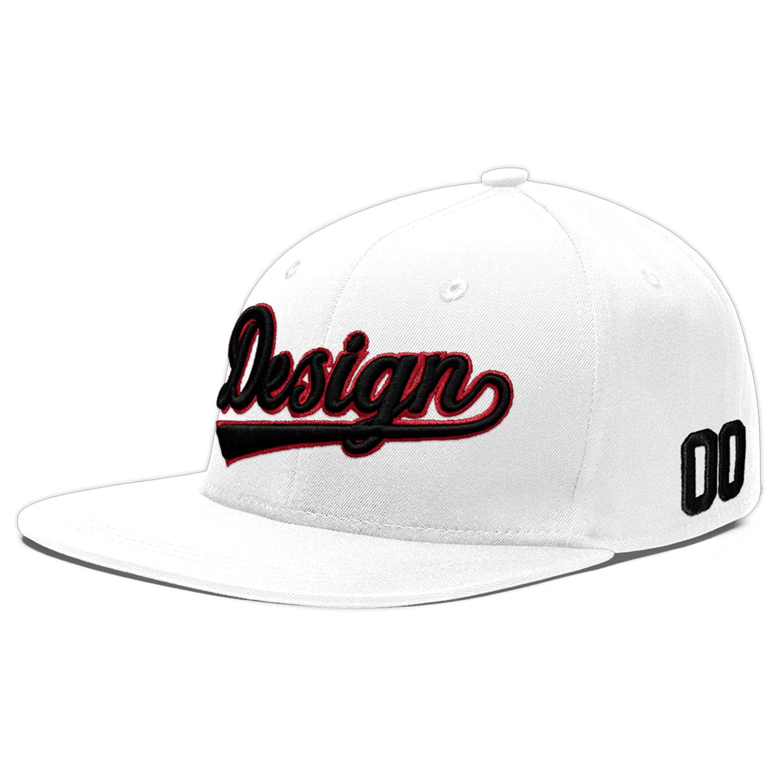 Custom White 3D Puff Embroidery Flat Embroidery Casual Sport Baseball Cap