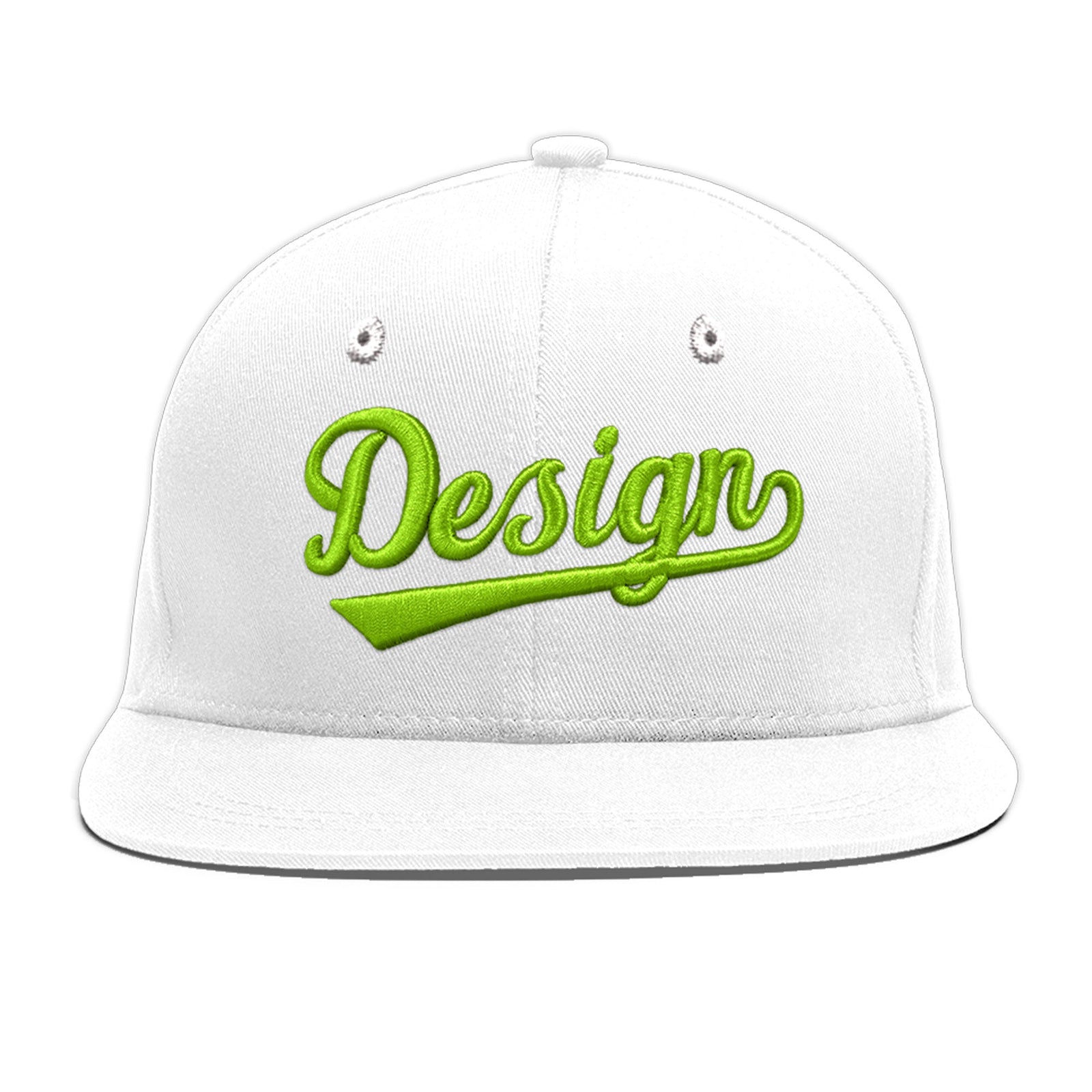 Custom White 3D Puff Embroidery Flat Embroidery Casual Sport Baseball Cap