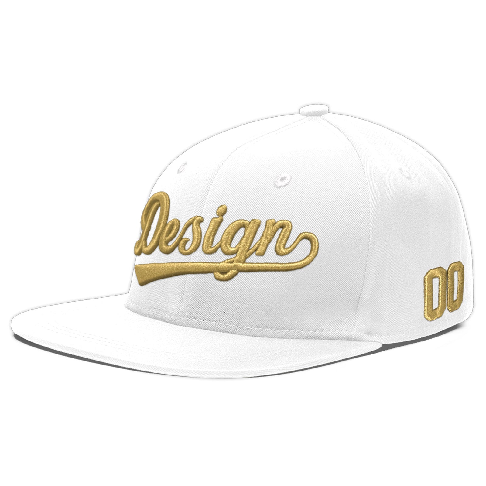 Custom White 3D Puff Embroidery Flat Embroidery Casual Sport Baseball Cap