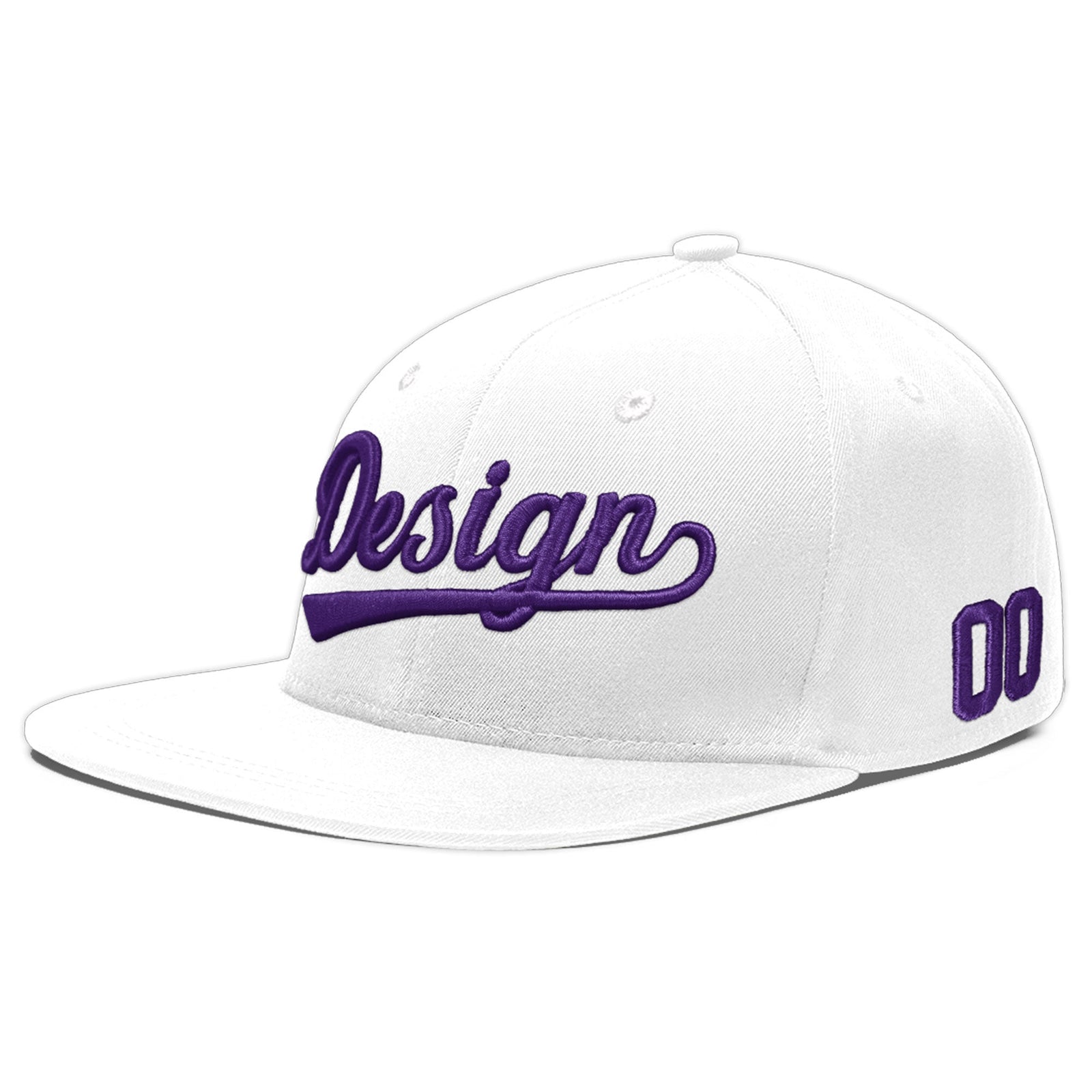 Custom White 3D Puff Embroidery Flat Embroidery Casual Sport Baseball Cap