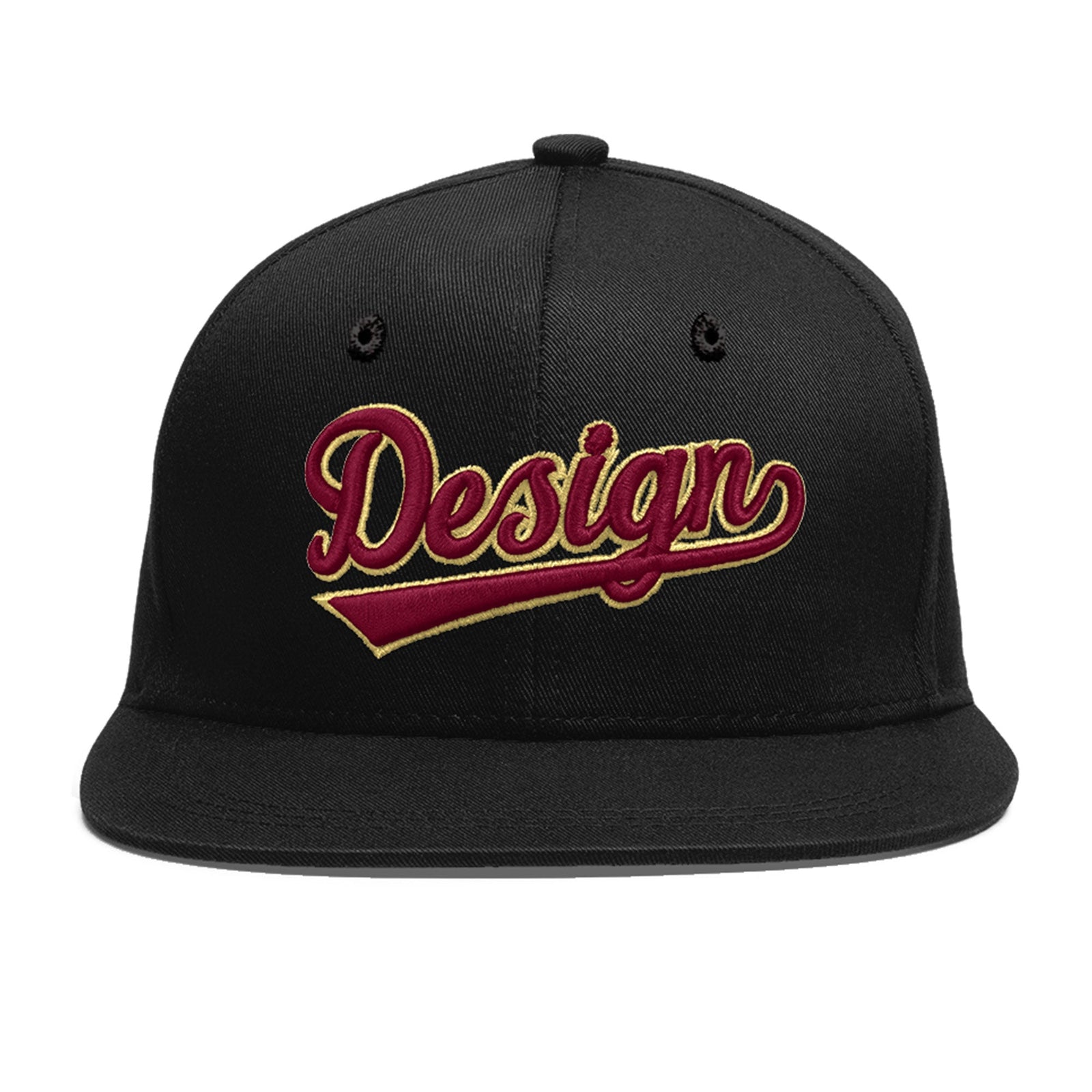 Custom Black 3D Puff Embroidery Flat Embroidery Casual Sport Baseball Cap