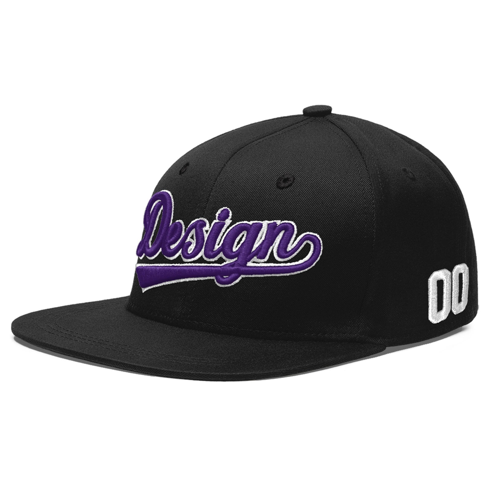 Custom Black 3D Puff Embroidery Flat Embroidery Casual Sport Baseball Cap