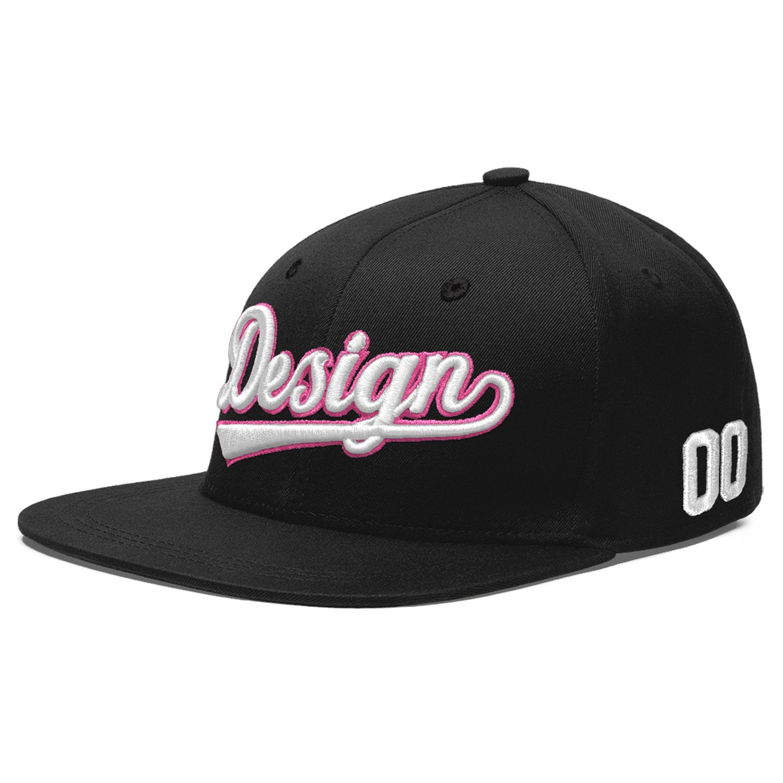Custom Black 3D Puff Embroidery Flat Embroidery Casual Sport Baseball Cap
