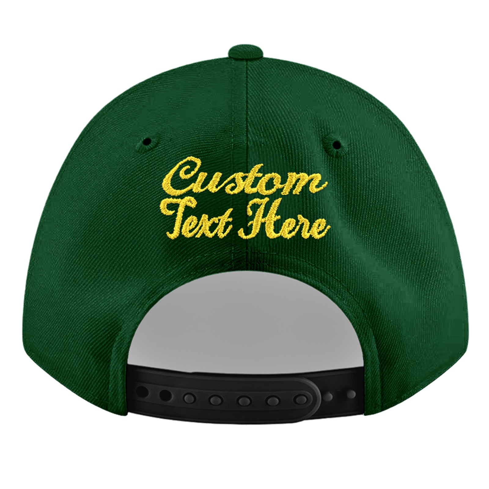 Custom Green 3D Puff Embroidery Flat Embroidery Casual Sport Baseball Cap