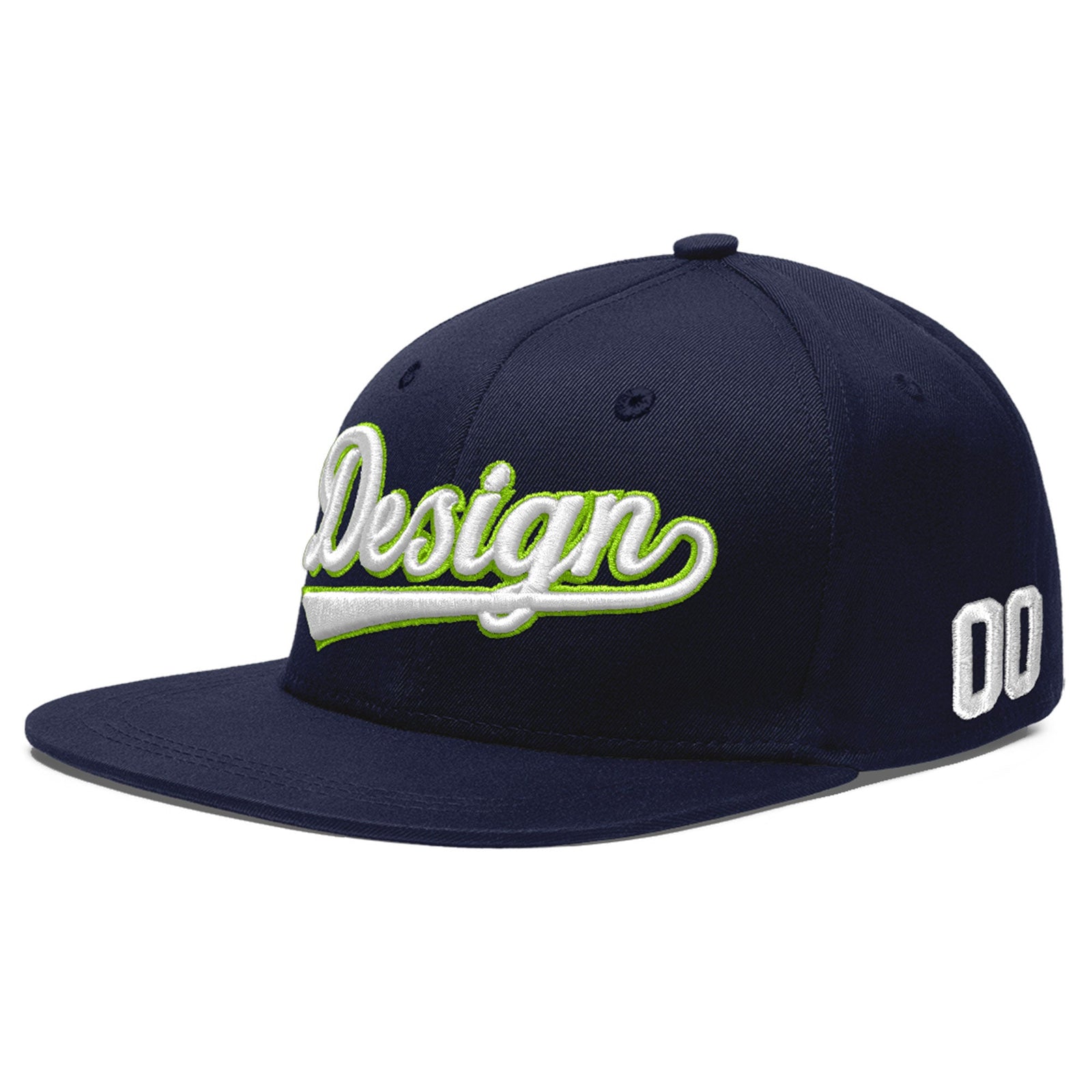 Custom Navy 3D Puff Embroidery Flat Embroidery Casual Sport Baseball Cap