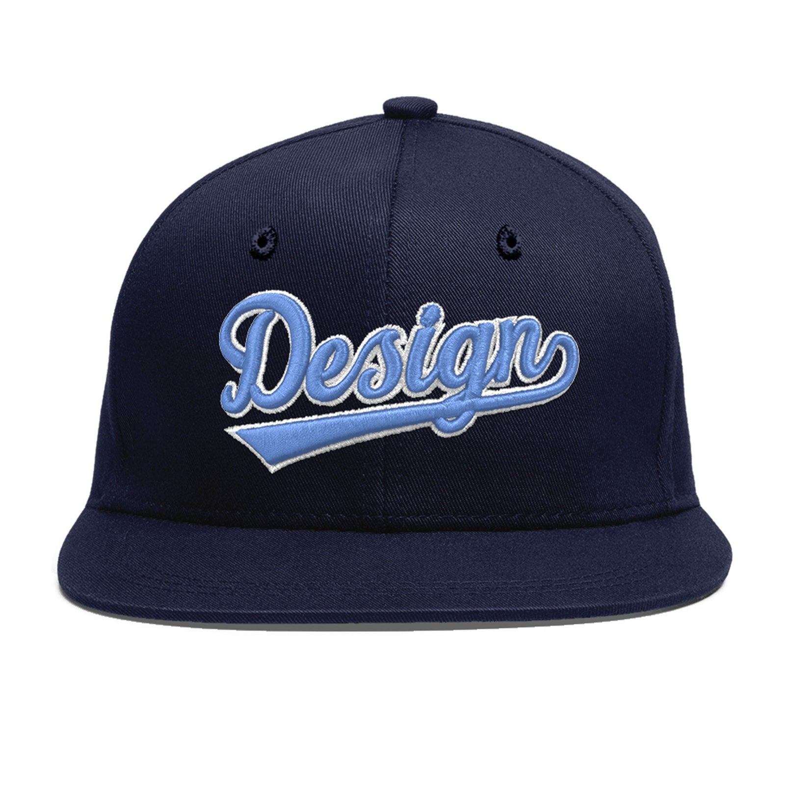 Custom Navy 3D Puff Embroidery Flat Embroidery Casual Sport Baseball Cap