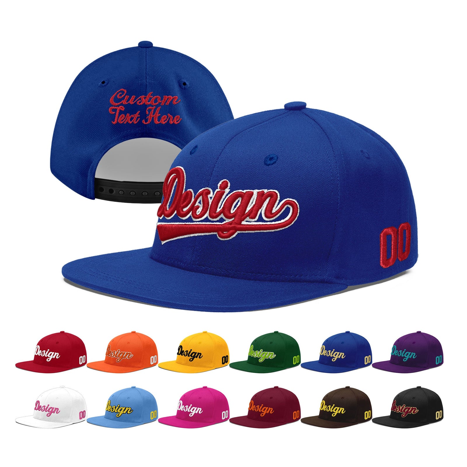Custom Royal 3D Puff Embroidery Flat Embroidery Casual Sport Baseball Cap