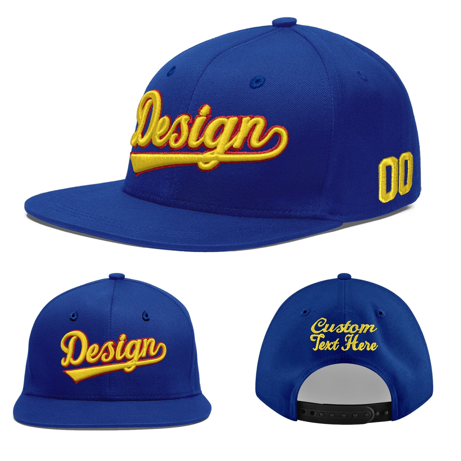 Custom Royal 3D Puff Embroidery Flat Embroidery Casual Sport Baseball Cap
