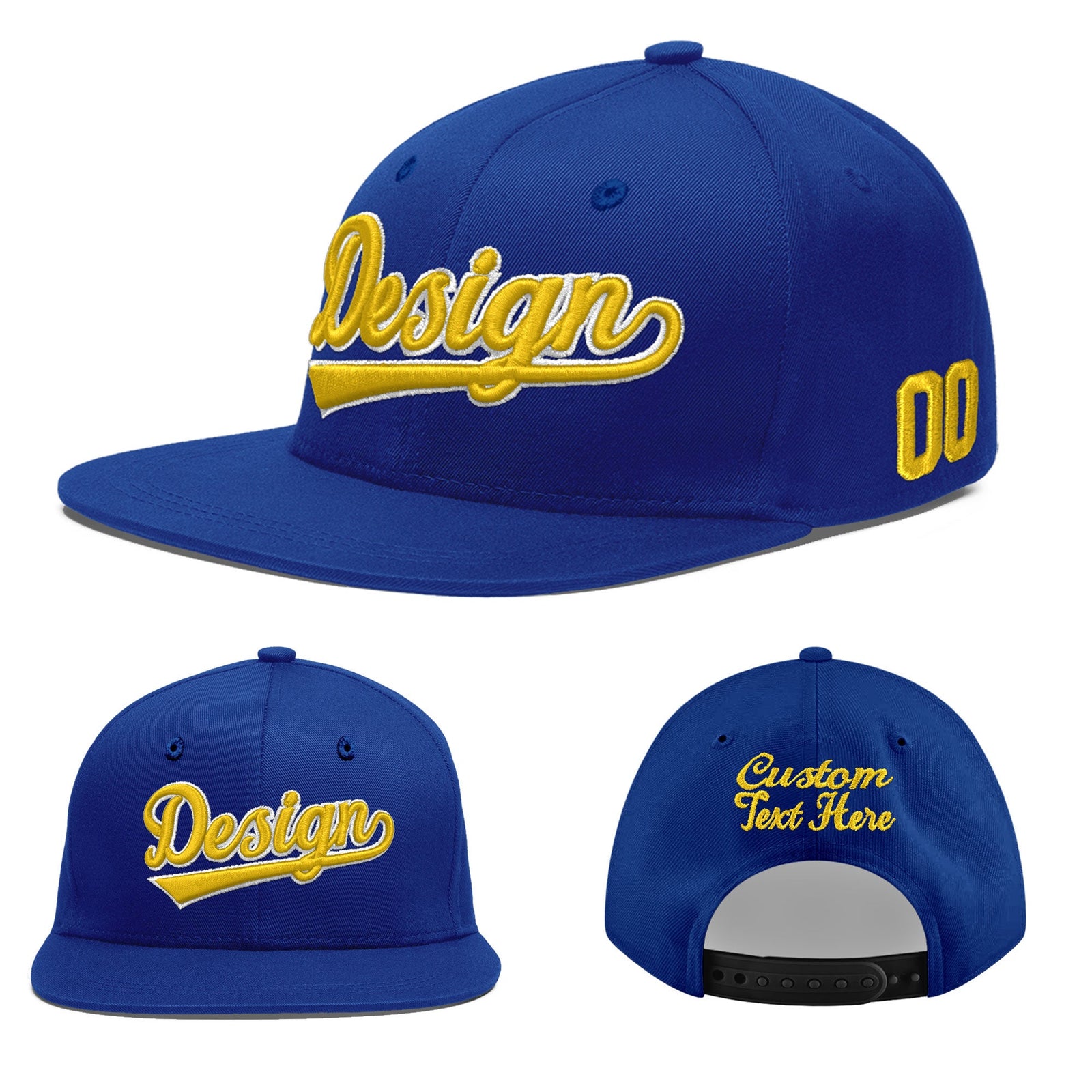 Custom Royal 3D Puff Embroidery Flat Embroidery Casual Sport Baseball Cap