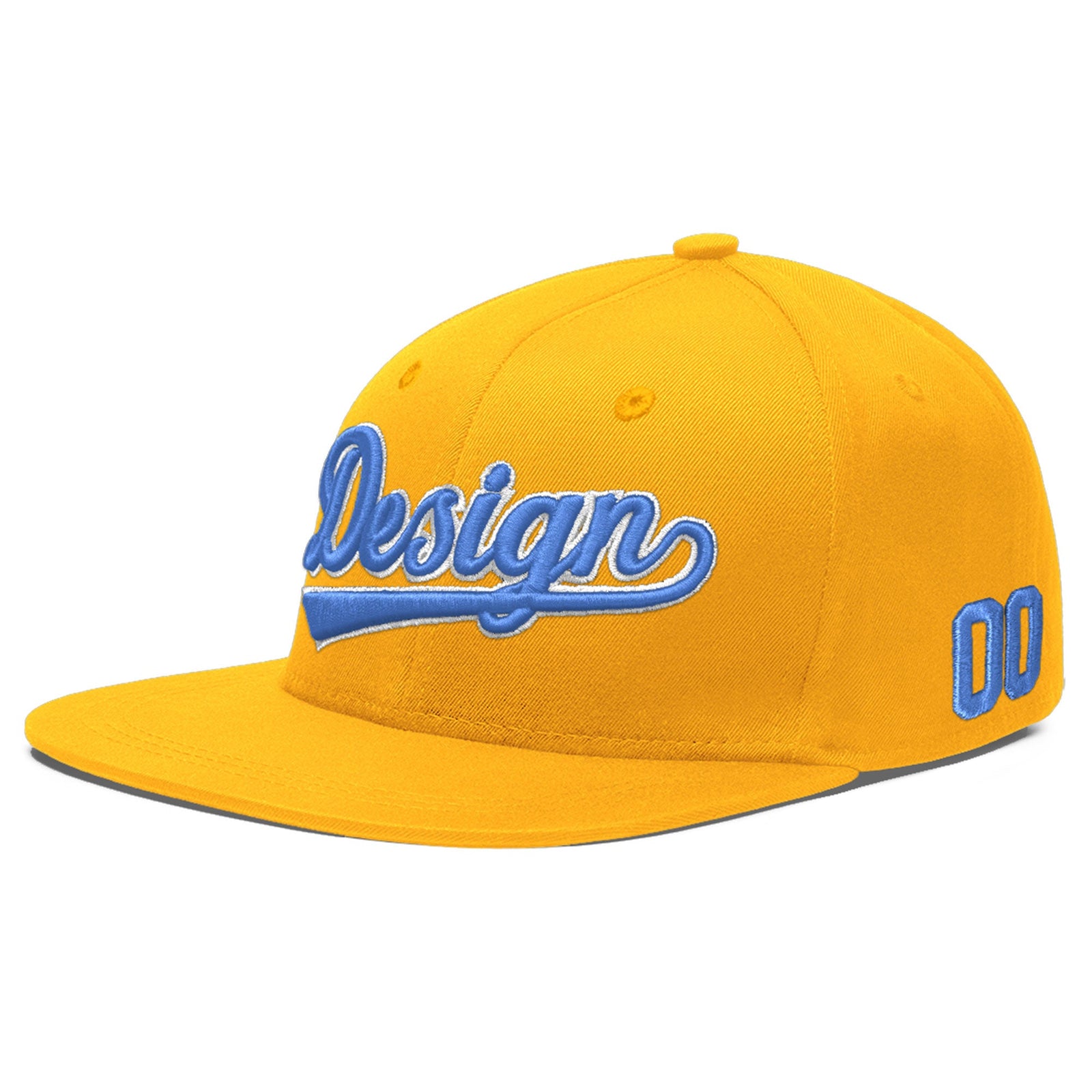 Custom Yellow 3D Puff Embroidery Flat Embroidery Casual Sport Baseball Cap