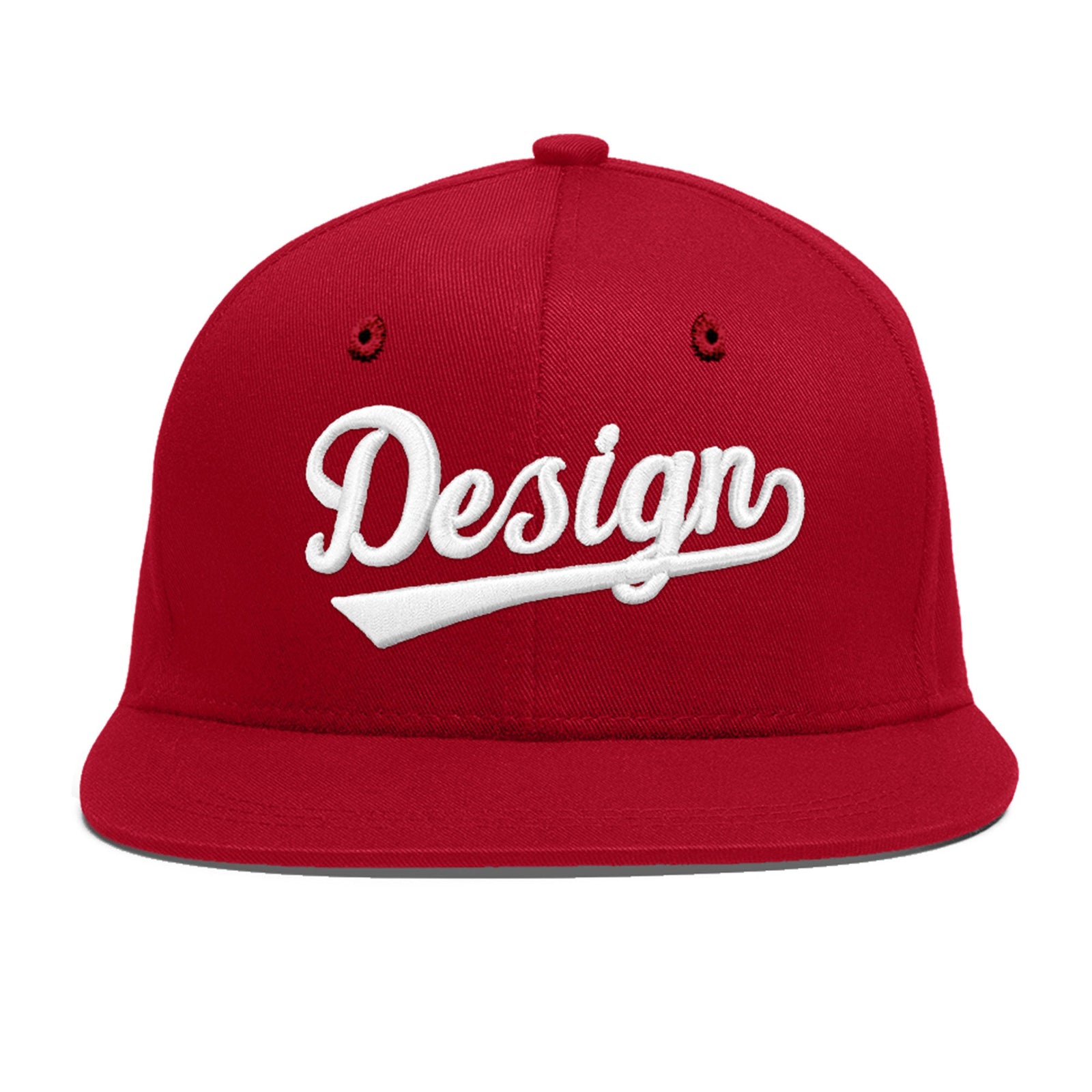 Custom Red 3D Puff Embroidery Flat Embroidery Casual Sport Baseball Cap