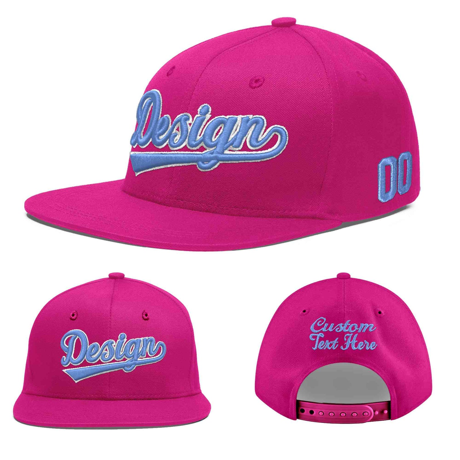 Custom Rose Red 3D Puff Embroidery Flat Embroidery Casual Sport Baseball Cap