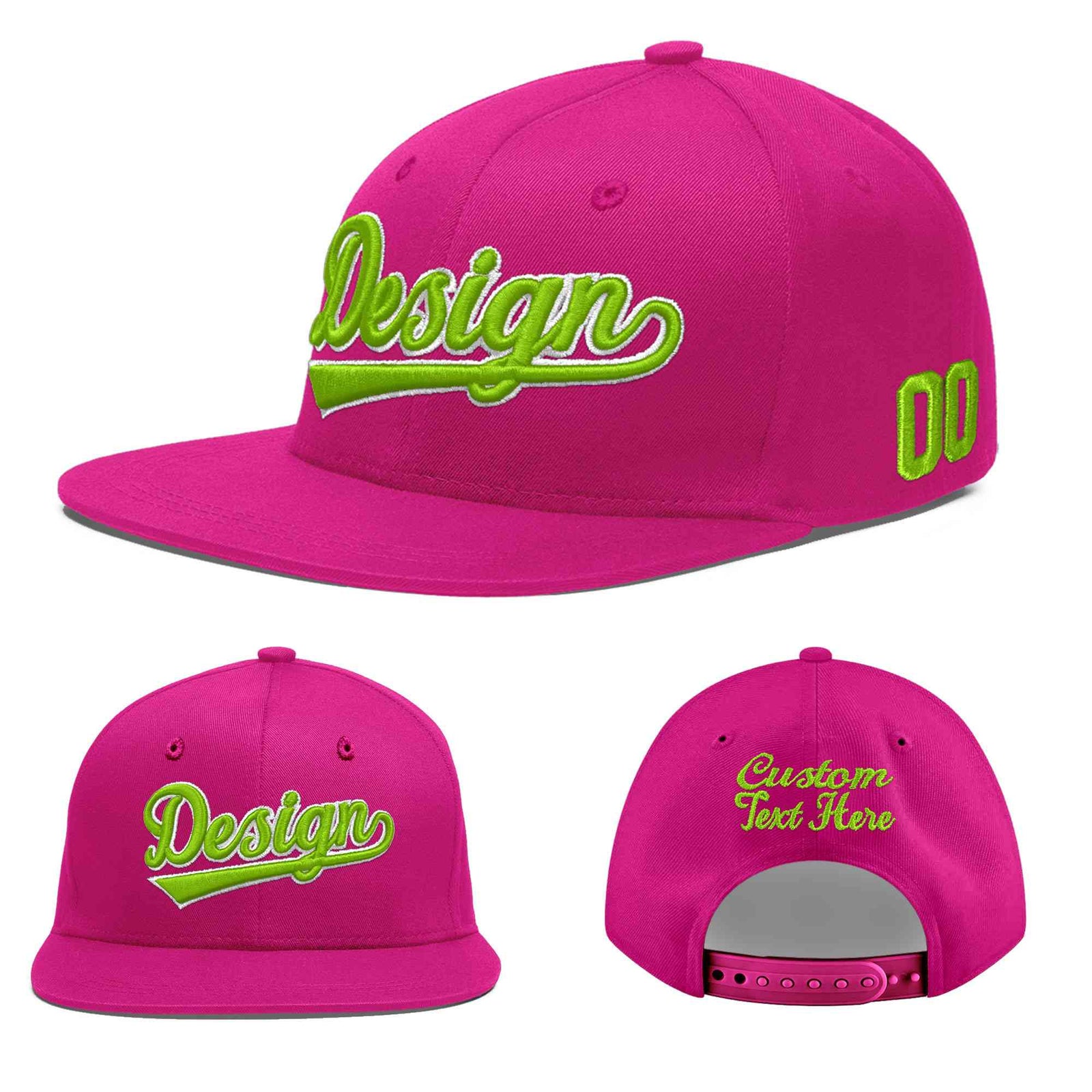 Custom Rose Red 3D Puff Embroidery Flat Embroidery Casual Sport Baseball Cap