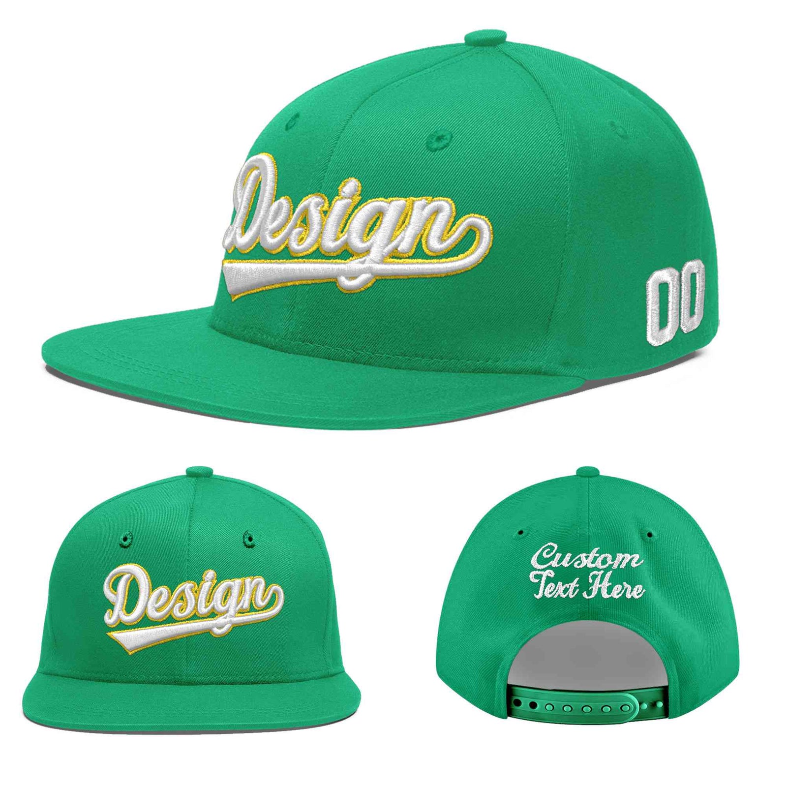 Custom Aqua 3D Puff Embroidery Flat Embroidery Casual Sport Baseball Cap