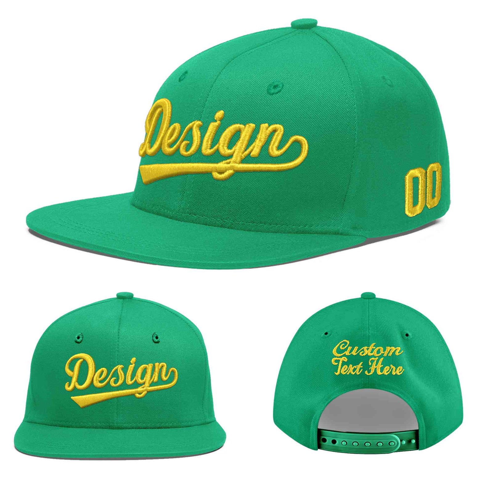 Custom Aqua 3D Puff Embroidery Flat Embroidery Casual Sport Baseball Cap