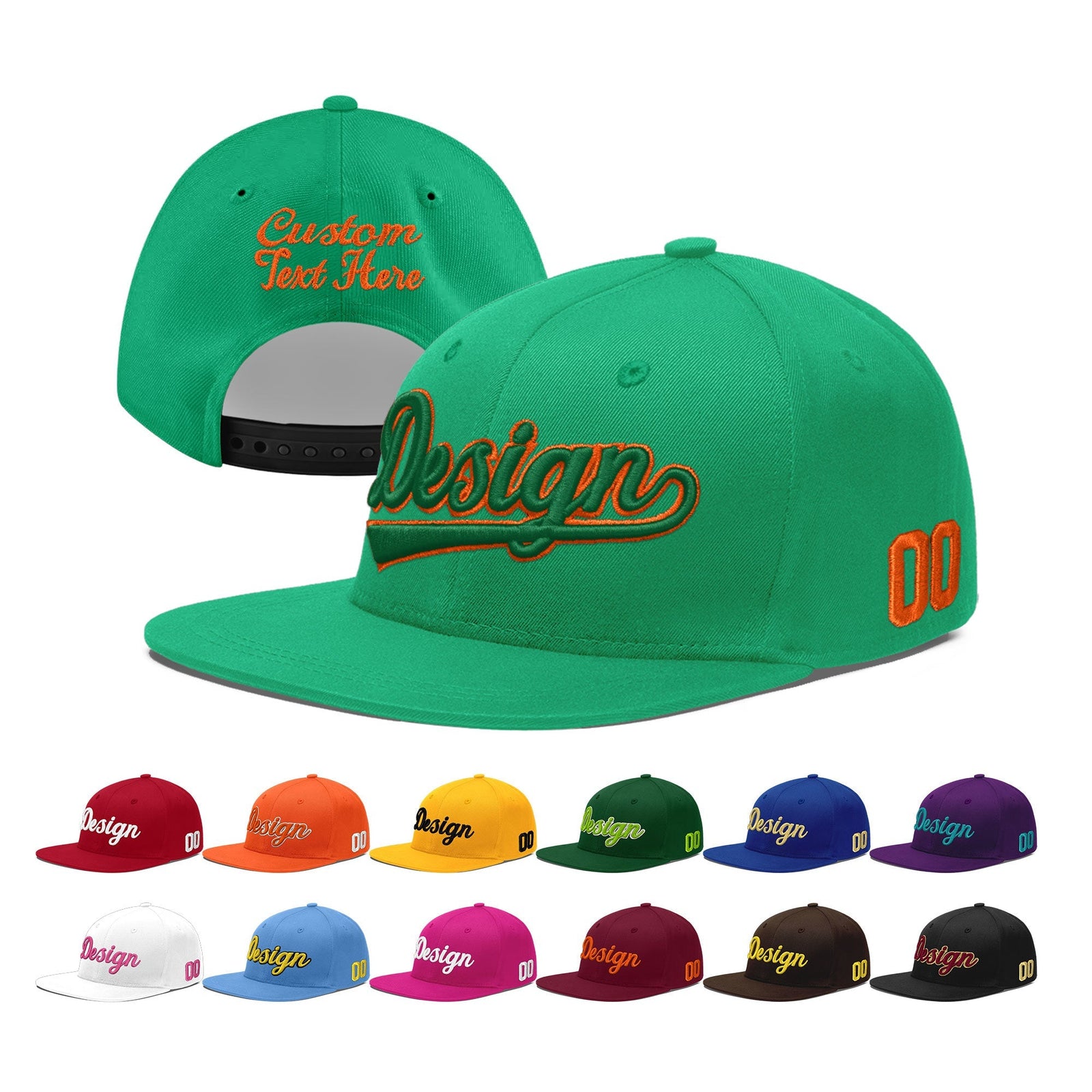 Custom Aqua 3D Puff Embroidery Flat Embroidery Casual Sport Baseball Cap