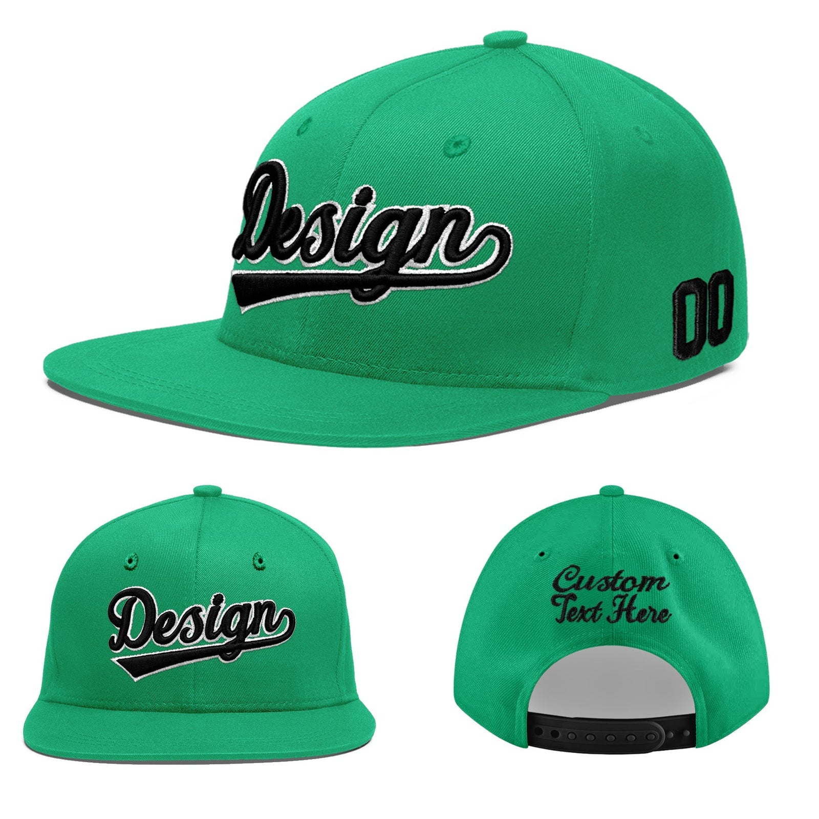 Custom Aqua 3D Puff Embroidery Flat Embroidery Casual Sport Baseball Cap