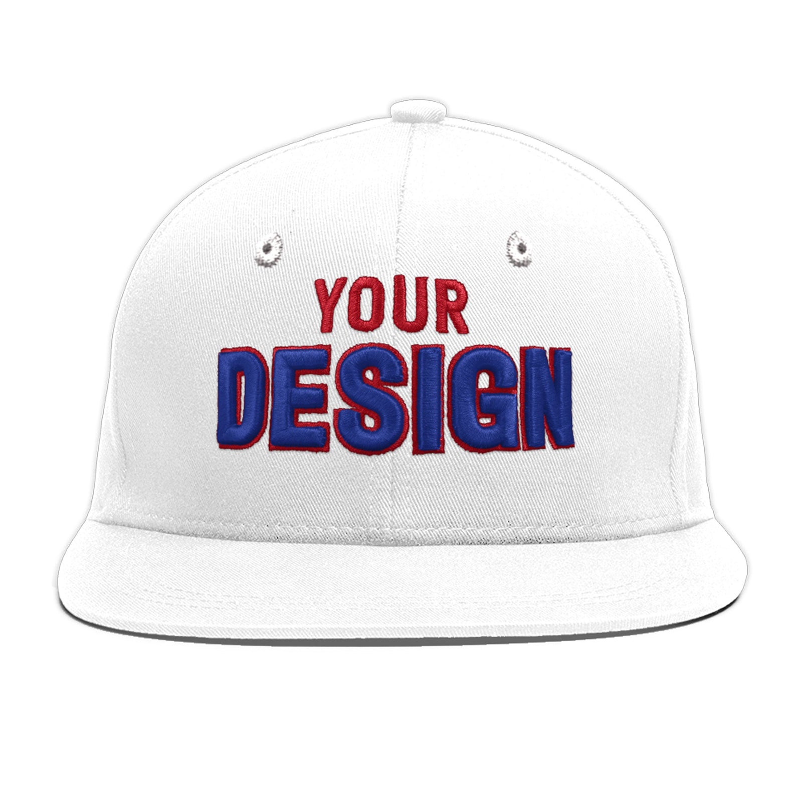 Custom White 3D Puff Embroidery Flat Embroidery Casual Sport Baseball Cap