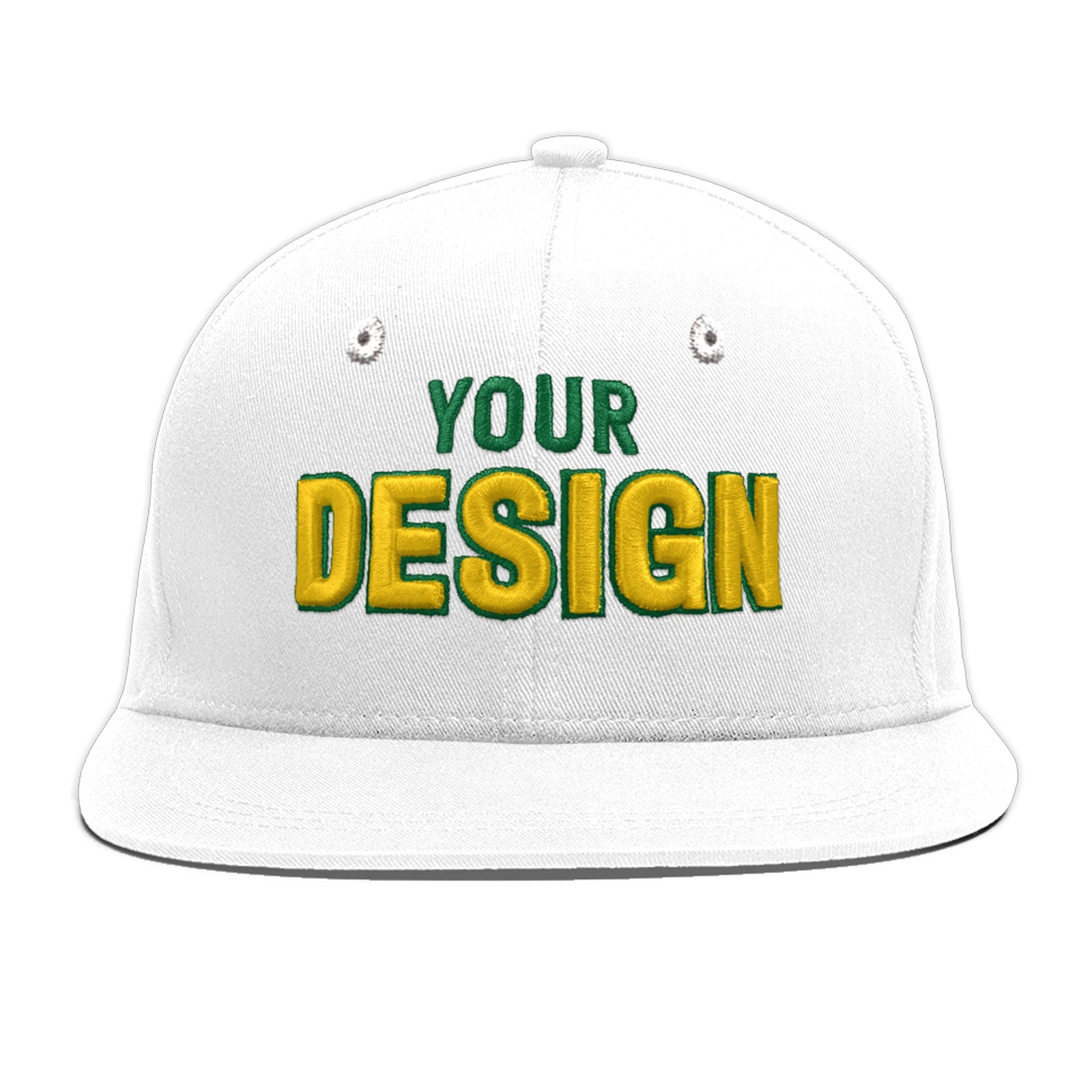 Custom White 3D Puff Embroidery Flat Embroidery Casual Sport Baseball Cap
