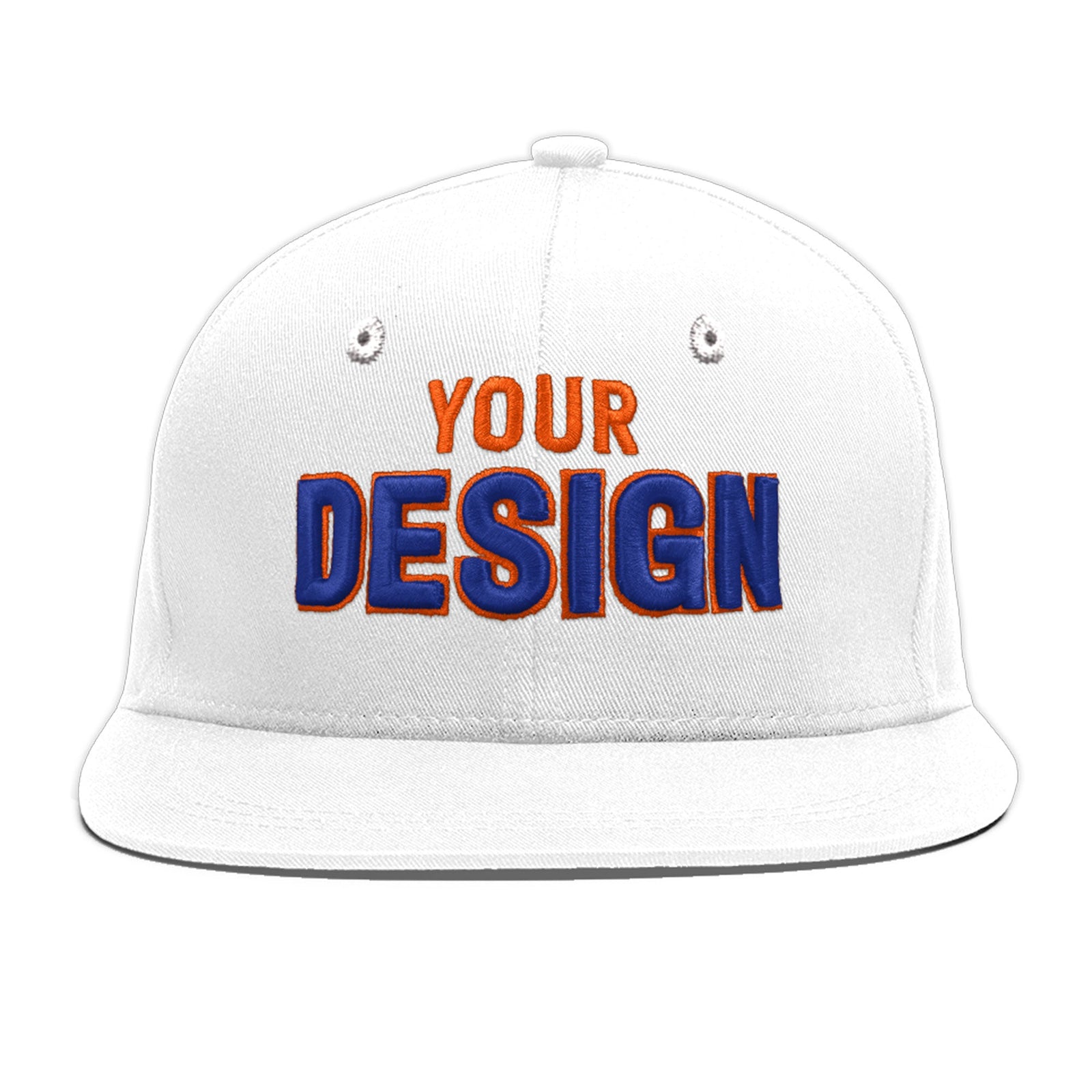 Custom White 3D Puff Embroidery Flat Embroidery Casual Sport Baseball Cap