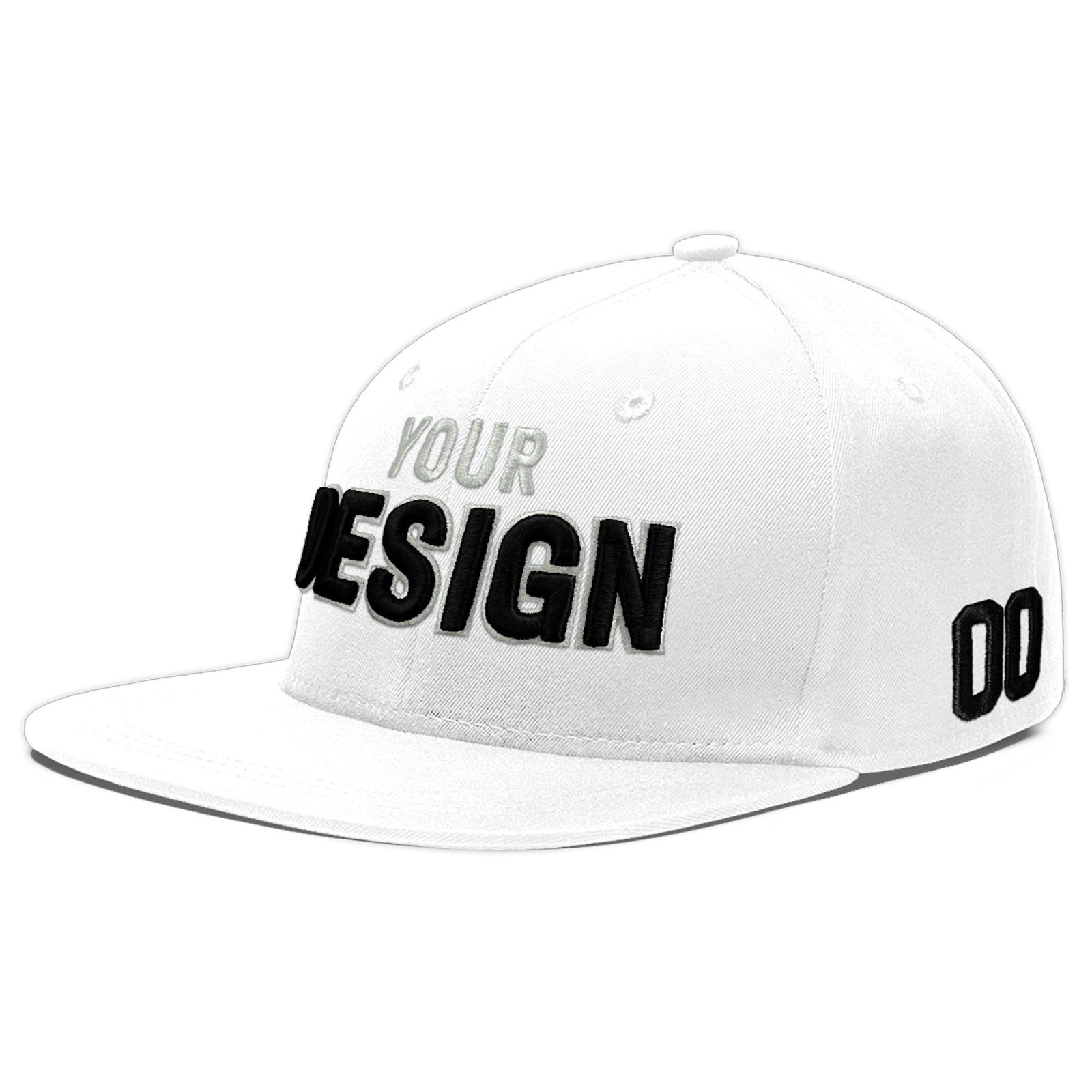 Custom White 3D Puff Embroidery Flat Embroidery Casual Sport Baseball Cap