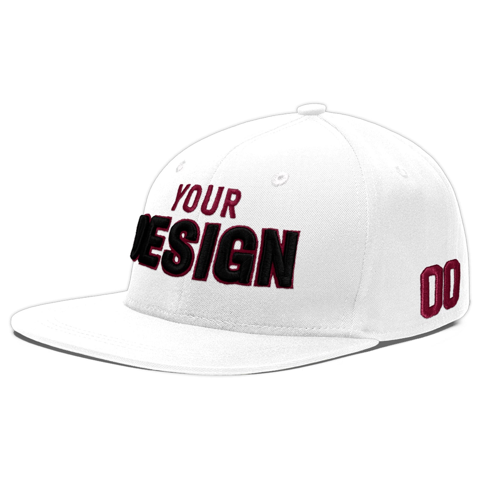 Custom White 3D Puff Embroidery Flat Embroidery Casual Sport Baseball Cap