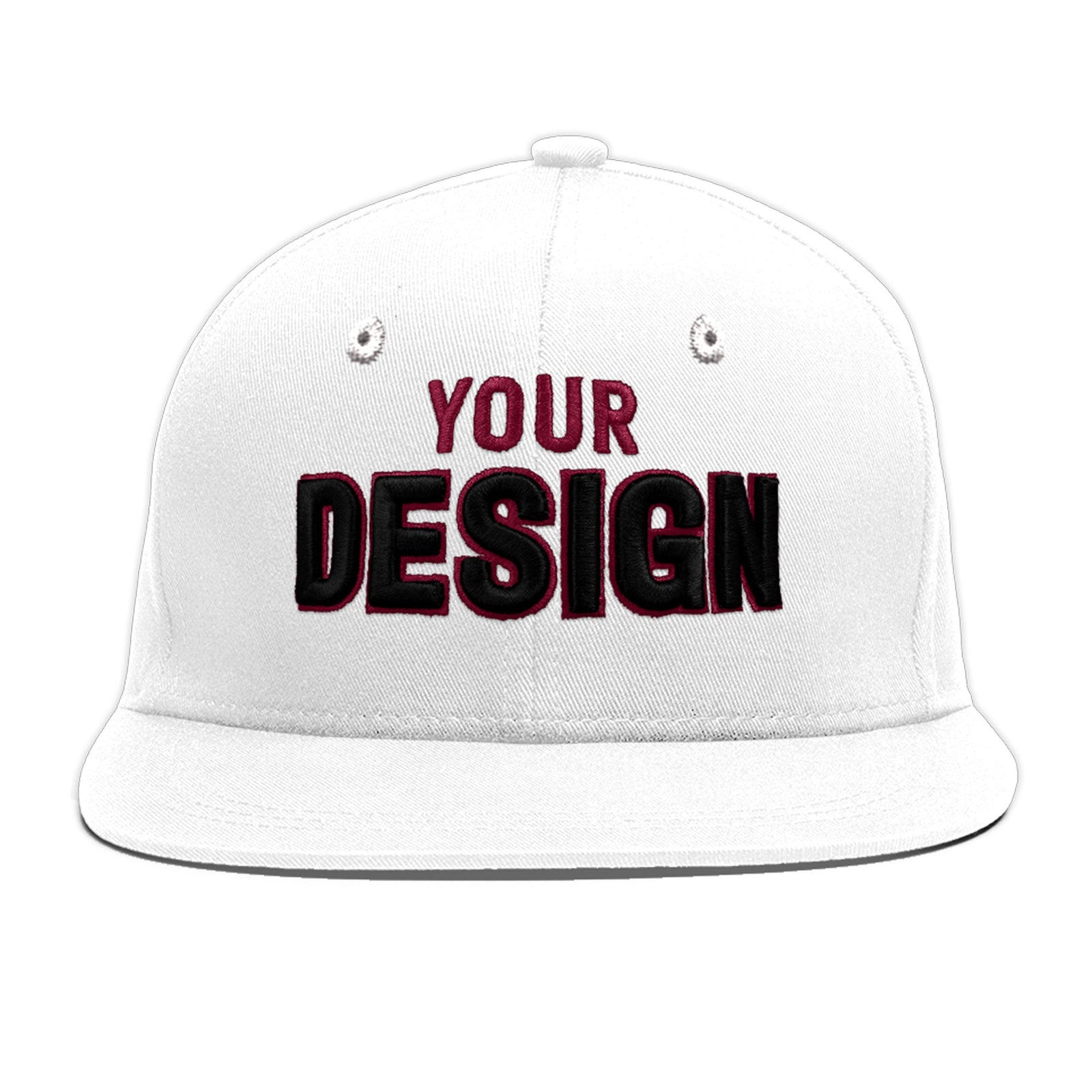 Custom White 3D Puff Embroidery Flat Embroidery Casual Sport Baseball Cap
